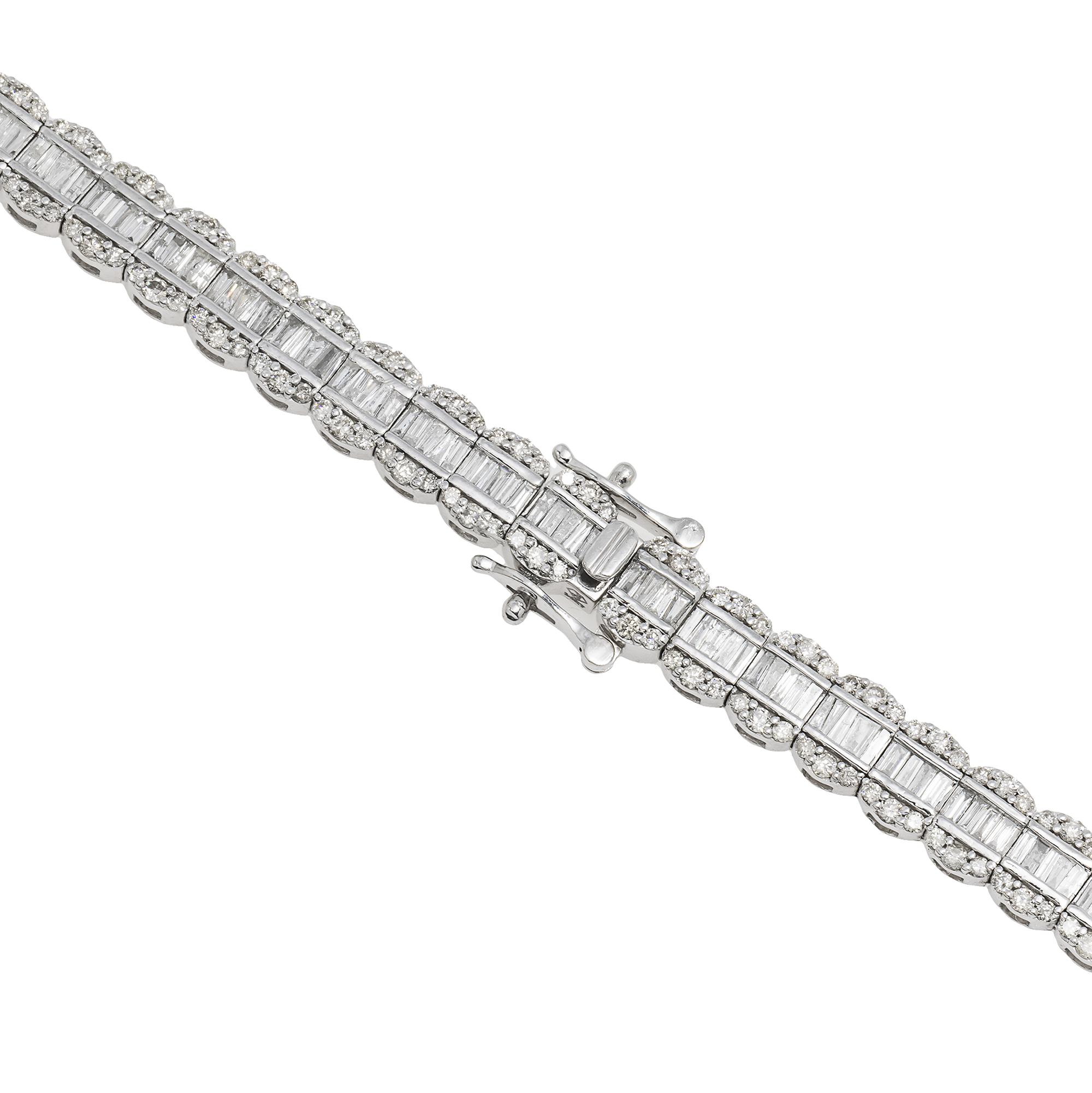 14K GOLD BAGUETTE AND ROUND DIAMOND CHAIN 16.74 CT