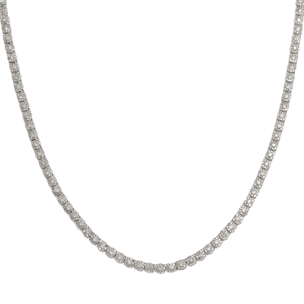 14K GOLD ROUND DIAMOND CLUSTER TENNIS CHAIN 7.26 CT