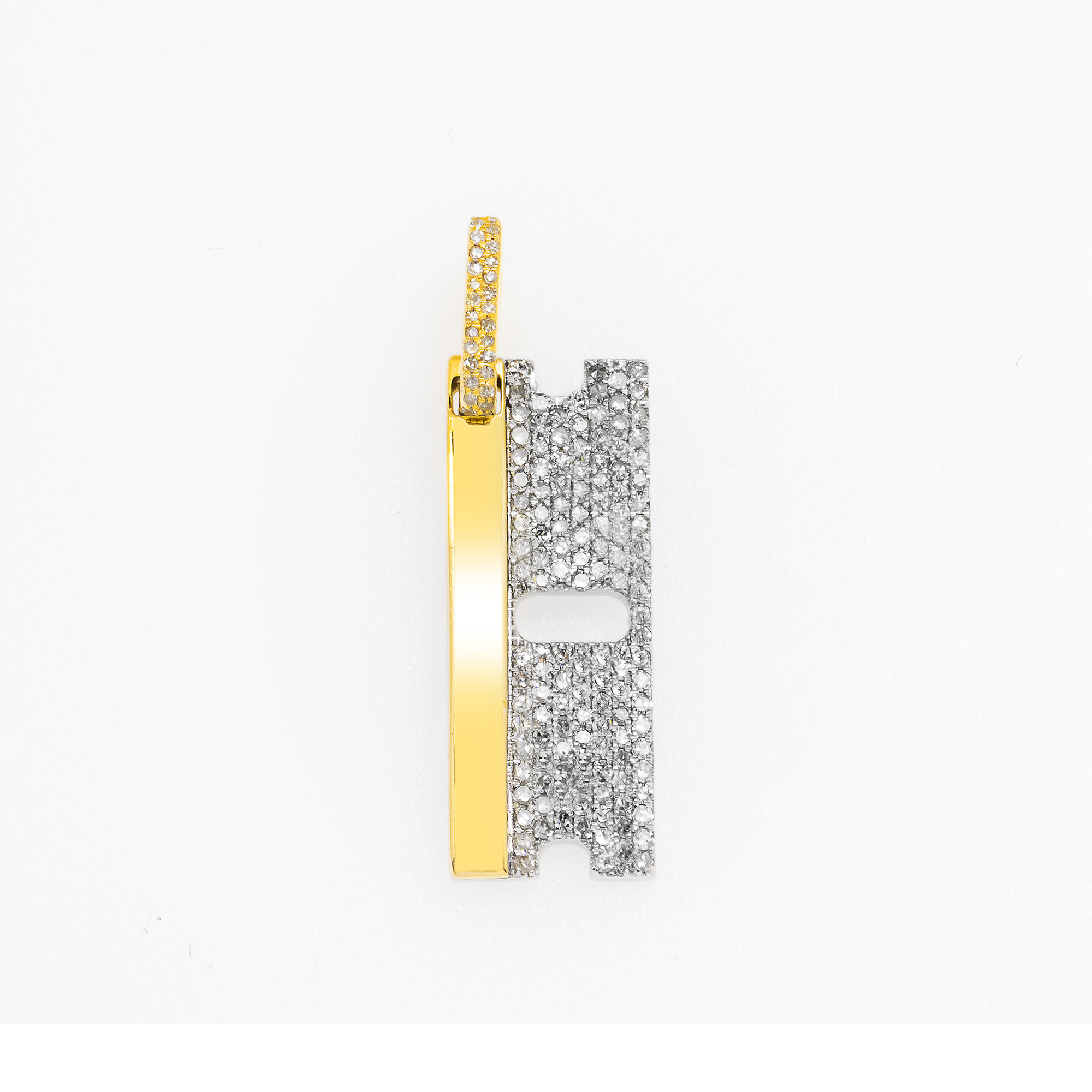 14K GOLD DIAMOND RAZOR BLADE PENDANT 0.93 CT