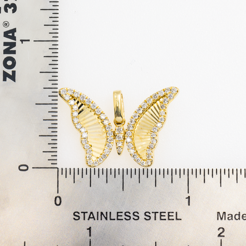 14K GOLD ROUND DIAMOND BUTTERFLY PENDANT 0.61 CT