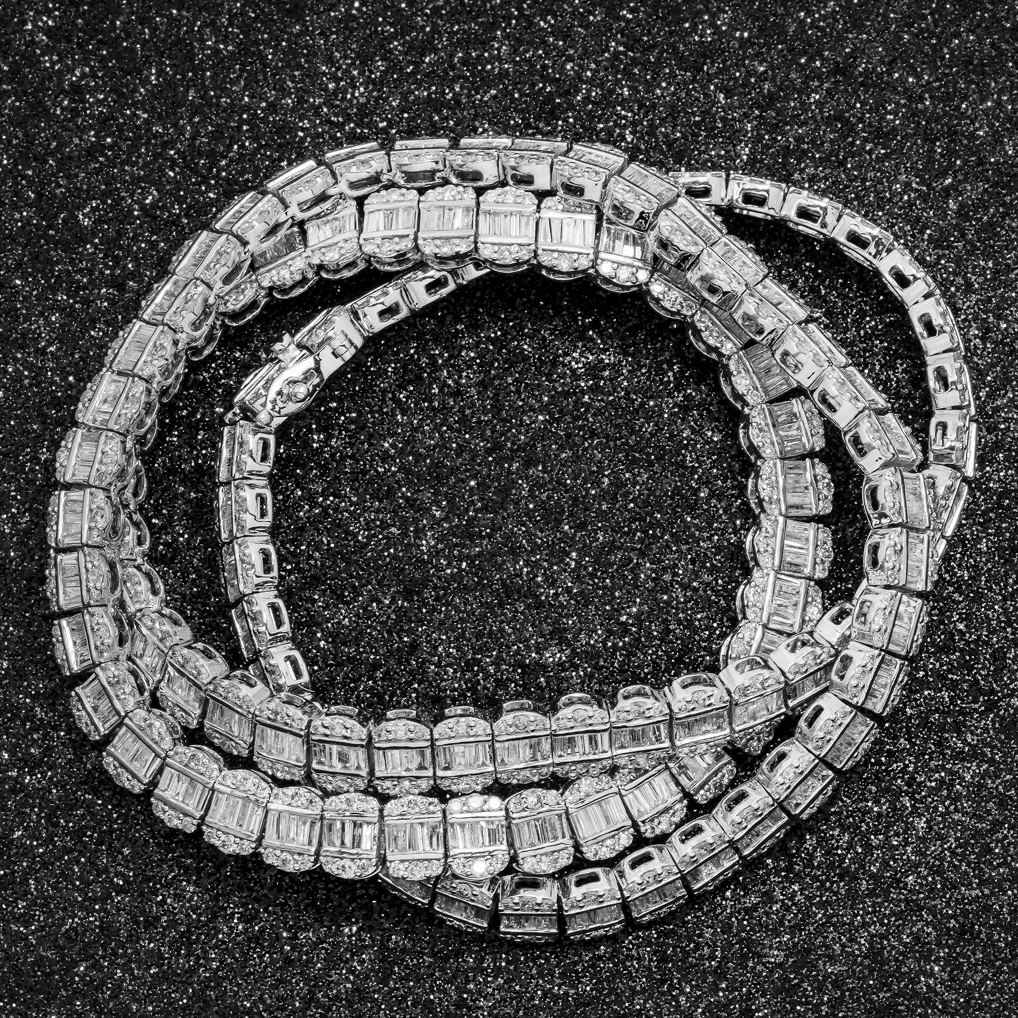 14K GOLD BAGUETTE AND ROUND DIAMOND CHAIN 16.74 CT