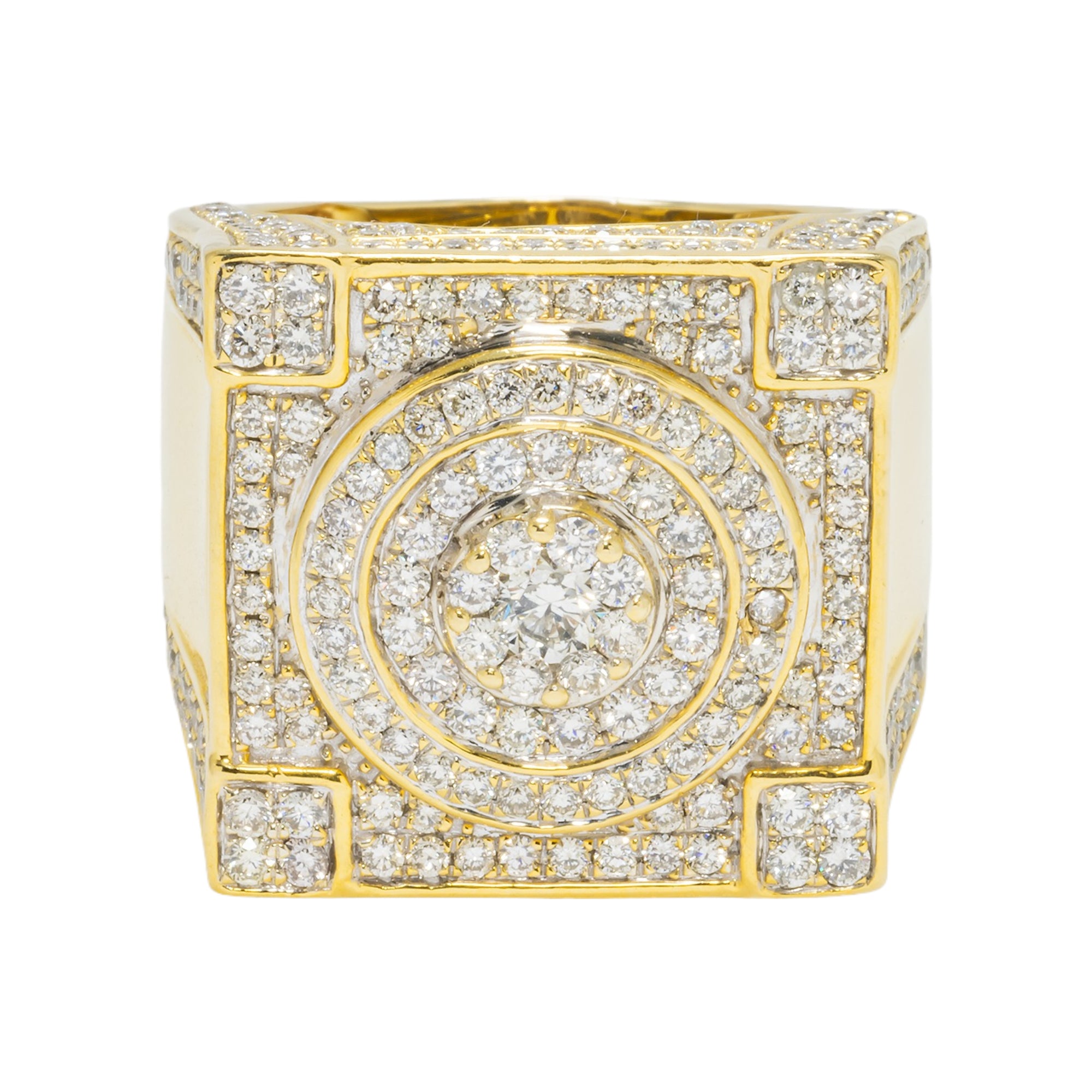 10K GOLD ROUND DIAMOND SQUARE STATEMENT RING 5.50 CT