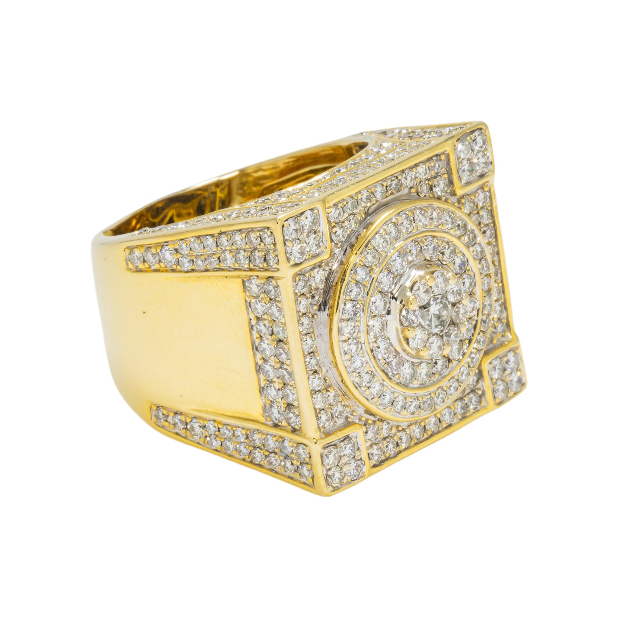 10K GOLD ROUND DIAMOND SQUARE STATEMENT RING 5.50 CT