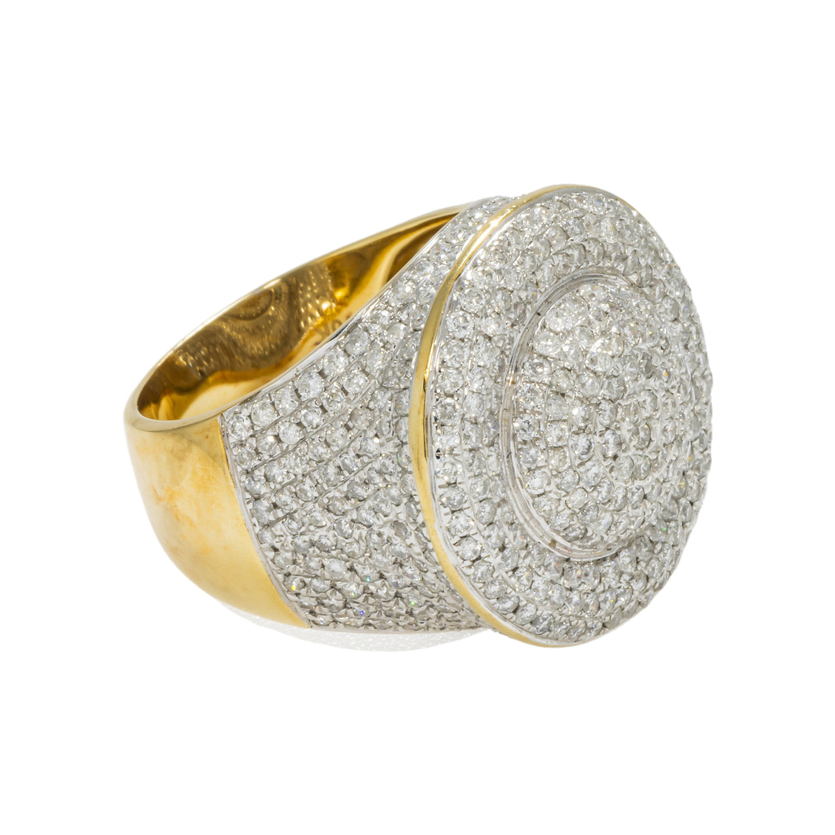 10K GOLD ROUND DIAMOND CLUSTER STATEMENT RING 4.00 CT