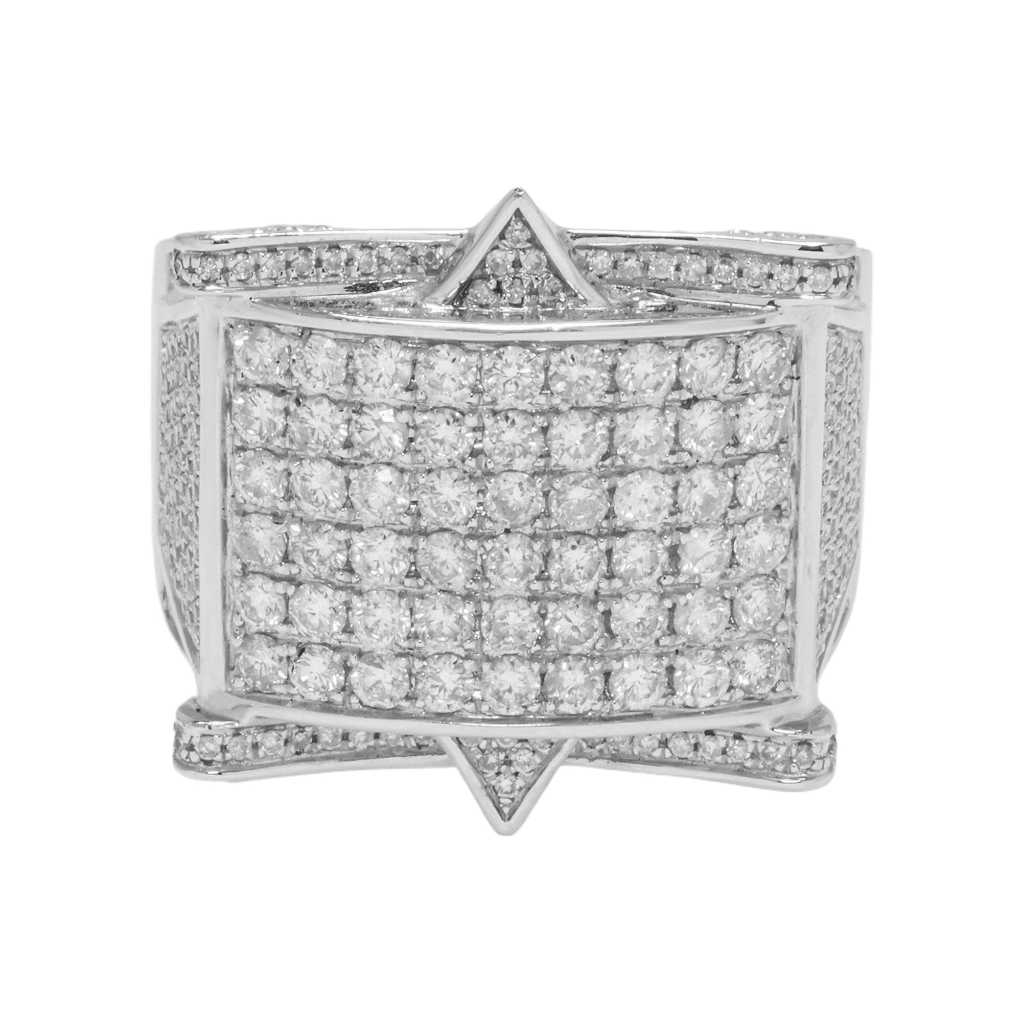 14K GOLD ROUND DIAMOND RECTANGULAR STATEMENT RING 2.39 CT