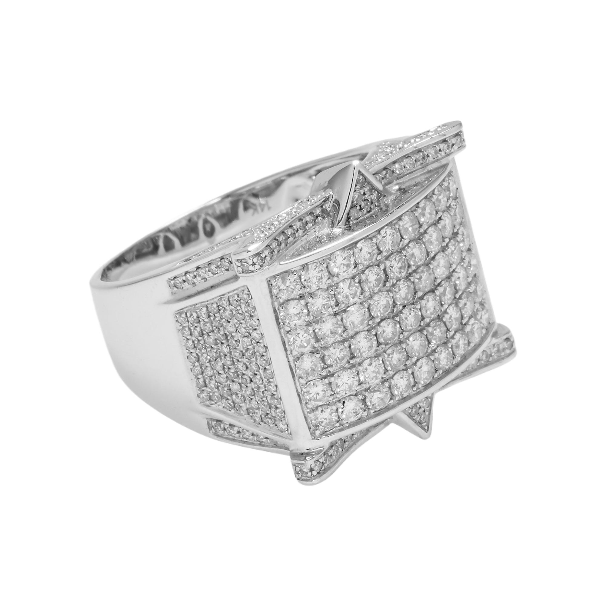 14K GOLD ROUND DIAMOND RECTANGULAR STATEMENT RING 2.39 CT