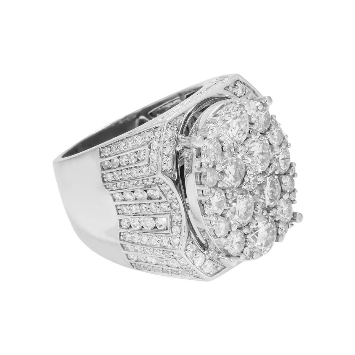 14K GOLD ROUND DIAMOND STATEMENT RING 7.04 CT