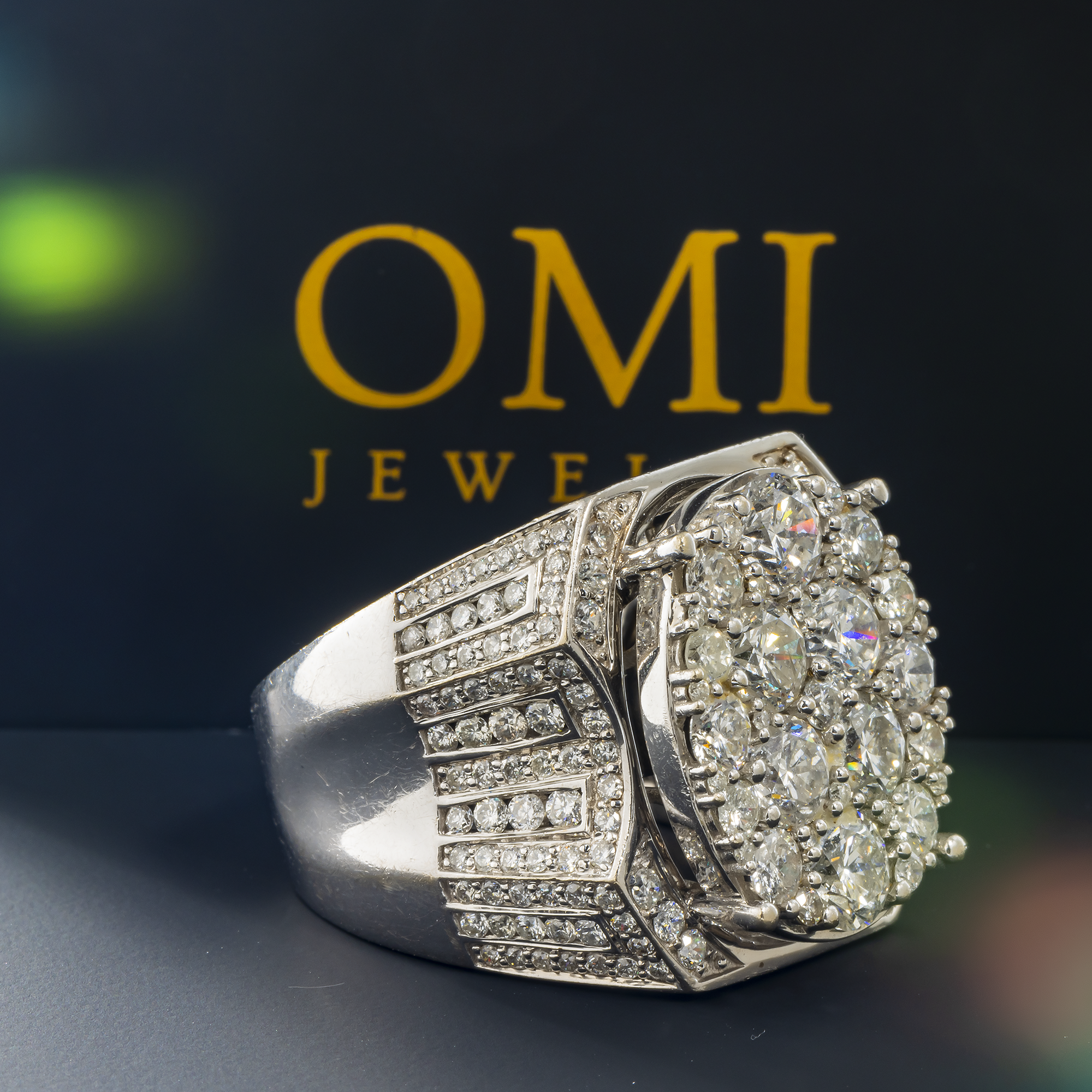 14K GOLD ROUND DIAMOND STATEMENT RING 7.04 CT