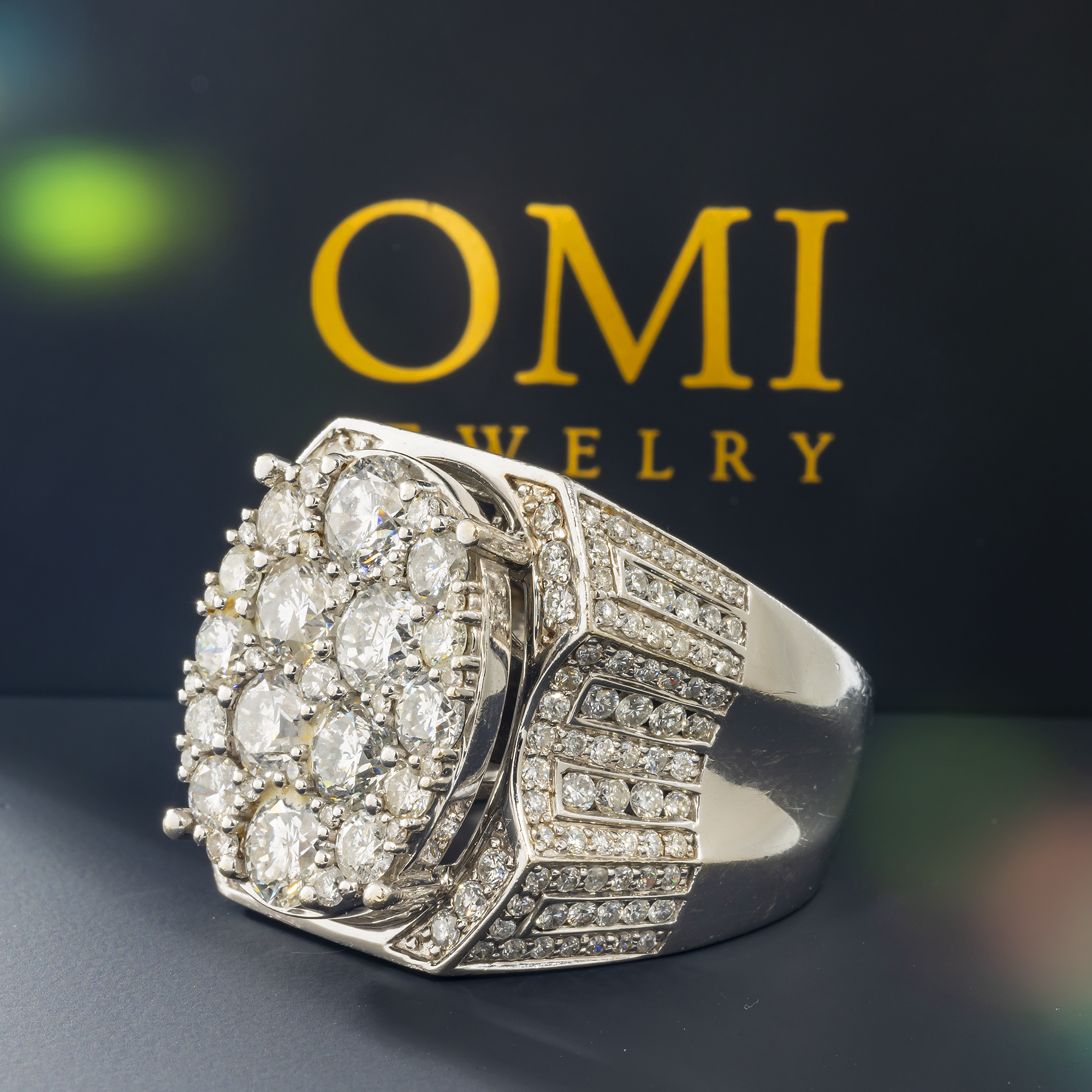 14K GOLD ROUND DIAMOND STATEMENT RING 7.04 CT