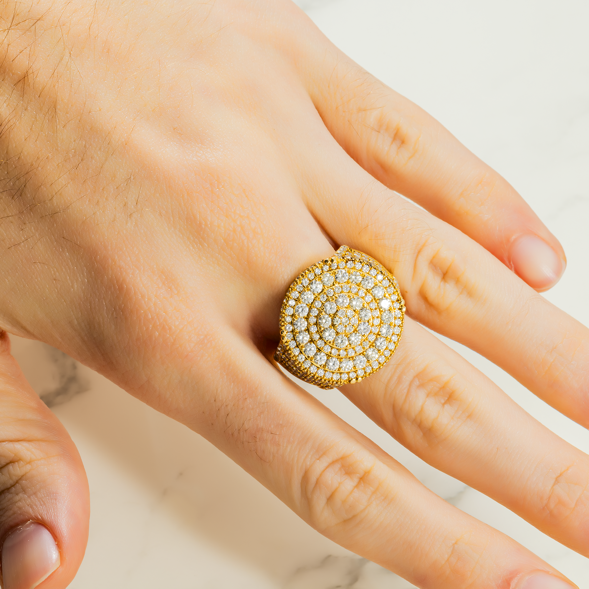 14K GOLD ROUND DIAMOND STATEMENT RING 4.00 CT