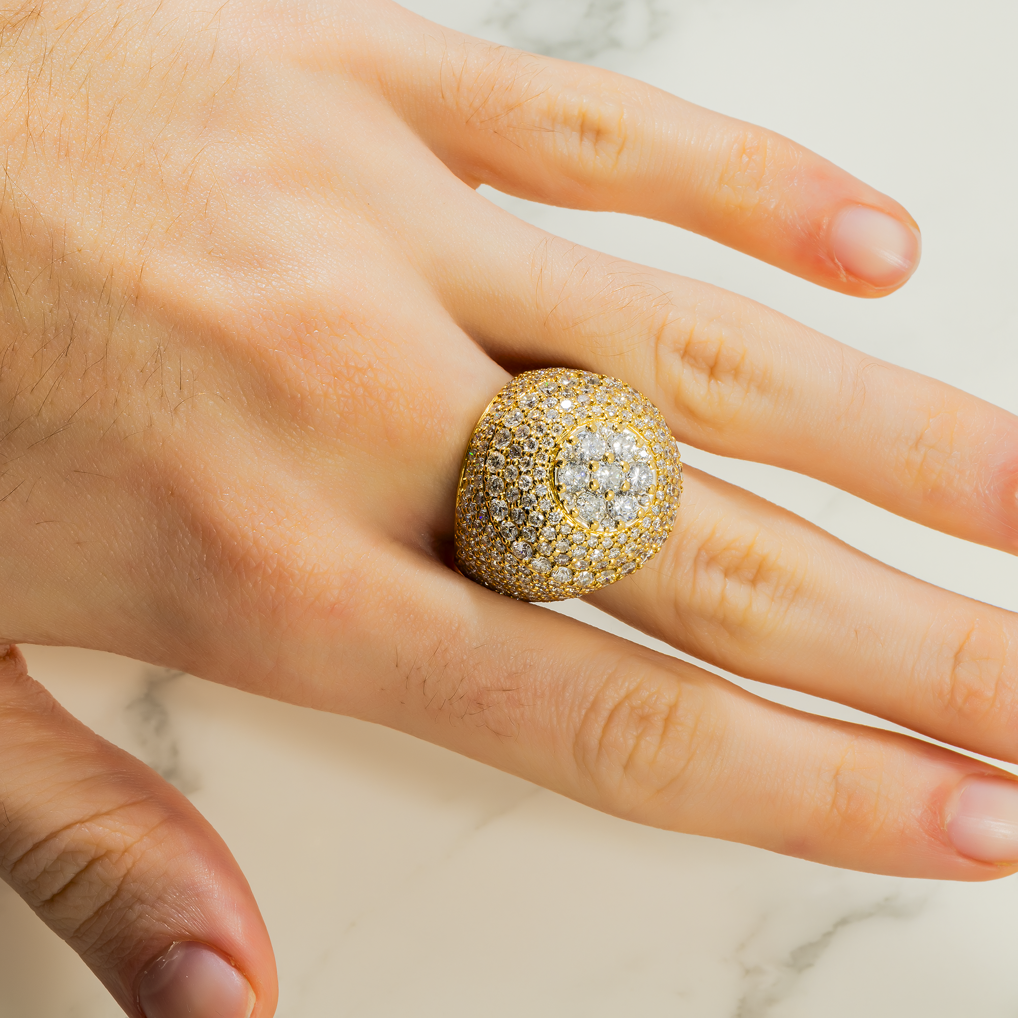 14K GOLD ROUND DIAMOND STATEMENT RING 5.75 CT