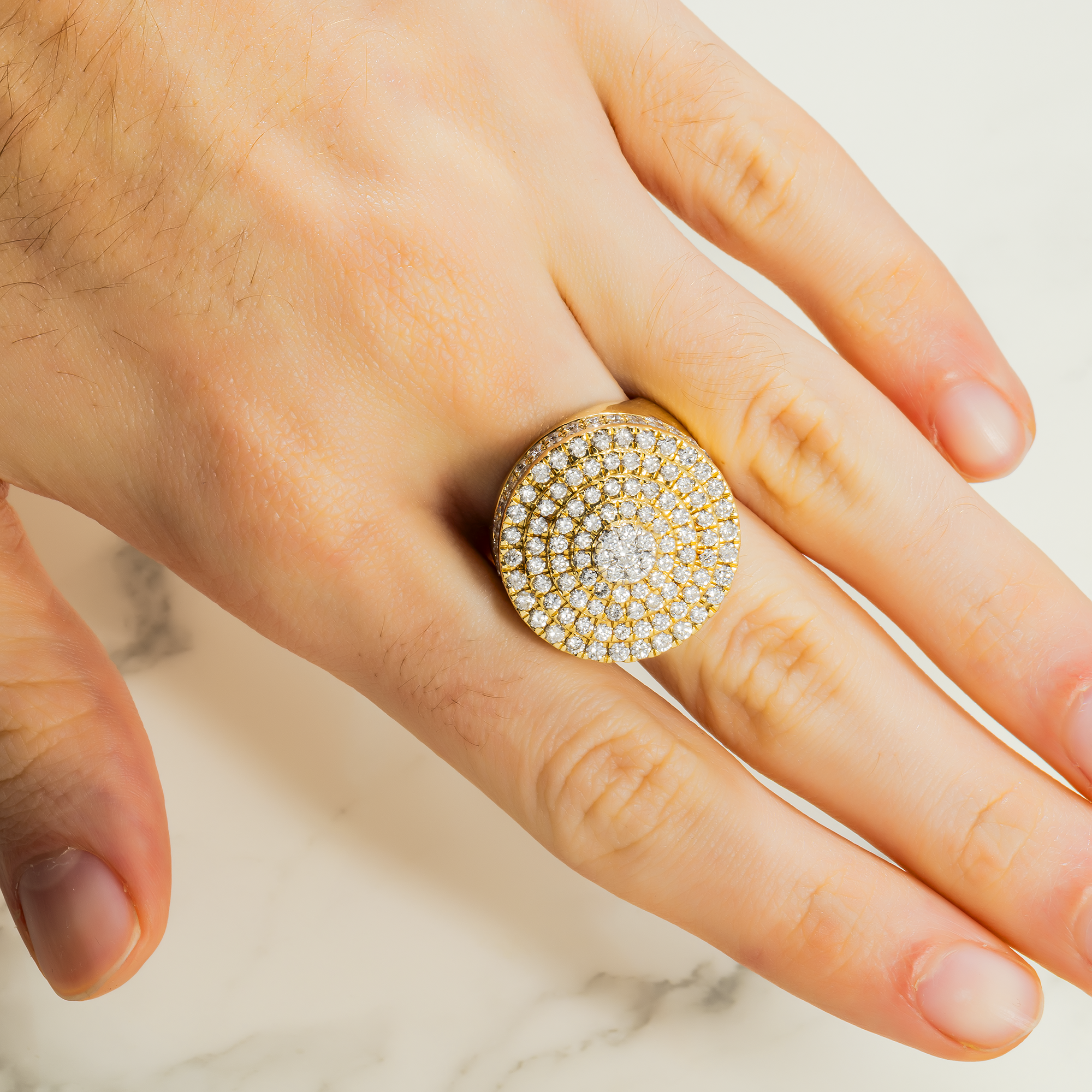 14K GOLD ROUND DIAMOND STATEMENT RING 4.56 CT