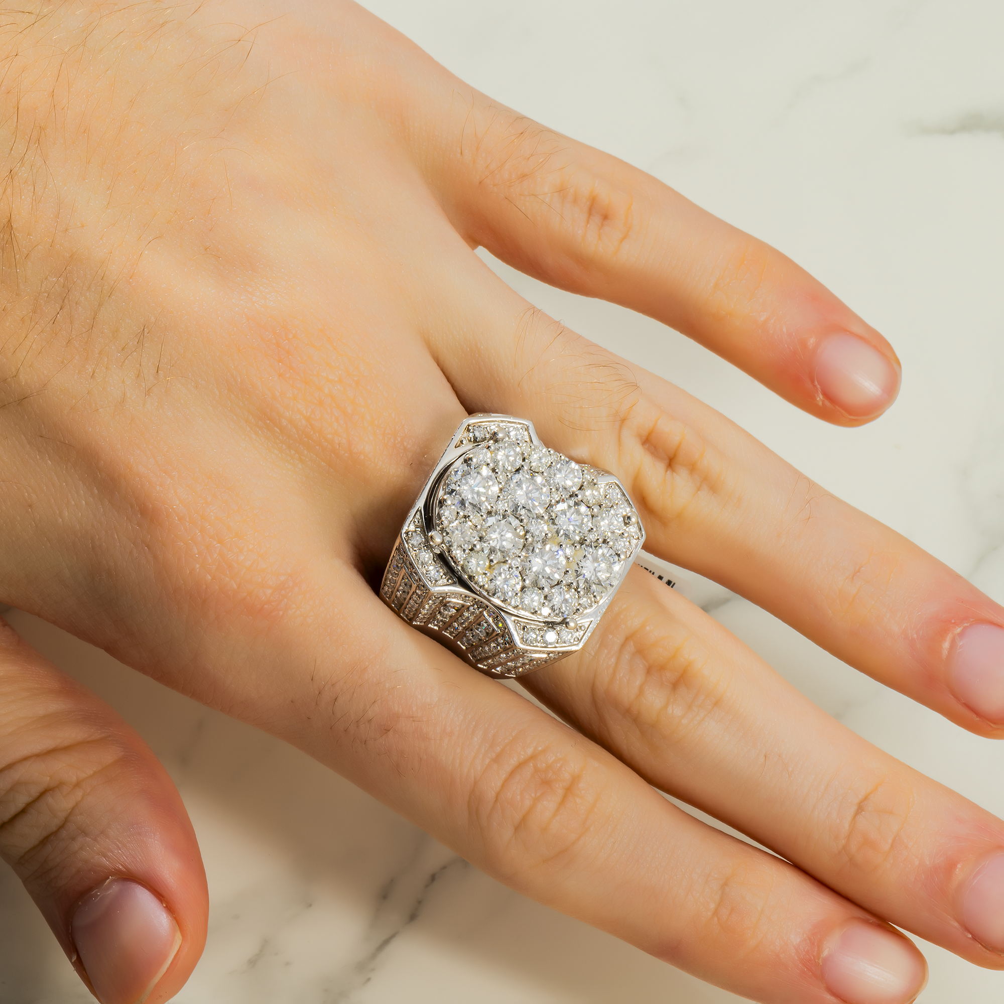 14K GOLD ROUND DIAMOND STATEMENT RING 7.04 CT