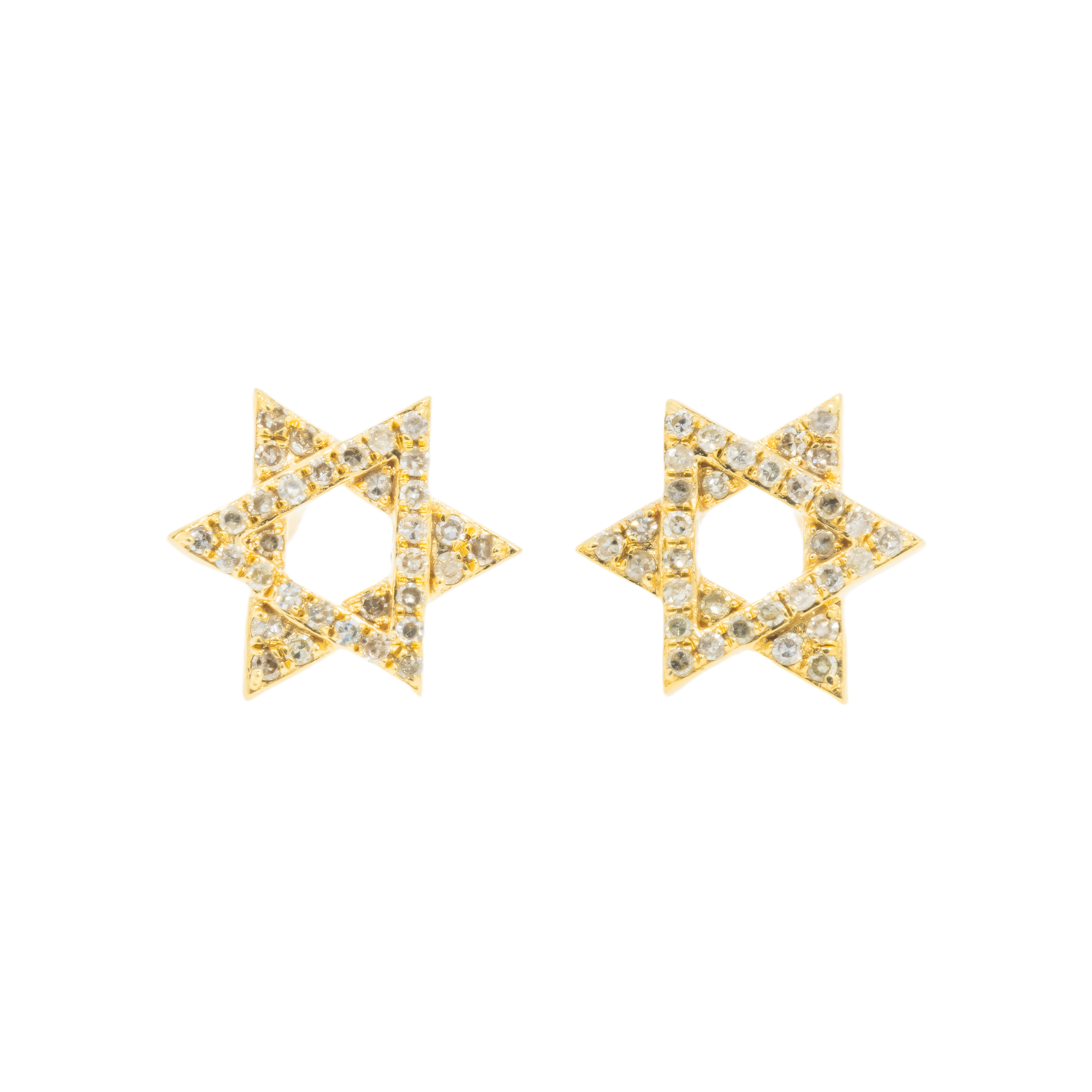 14K GOLD DIAMOND STAR OF DAVID EARRINGS 0.31 CTW