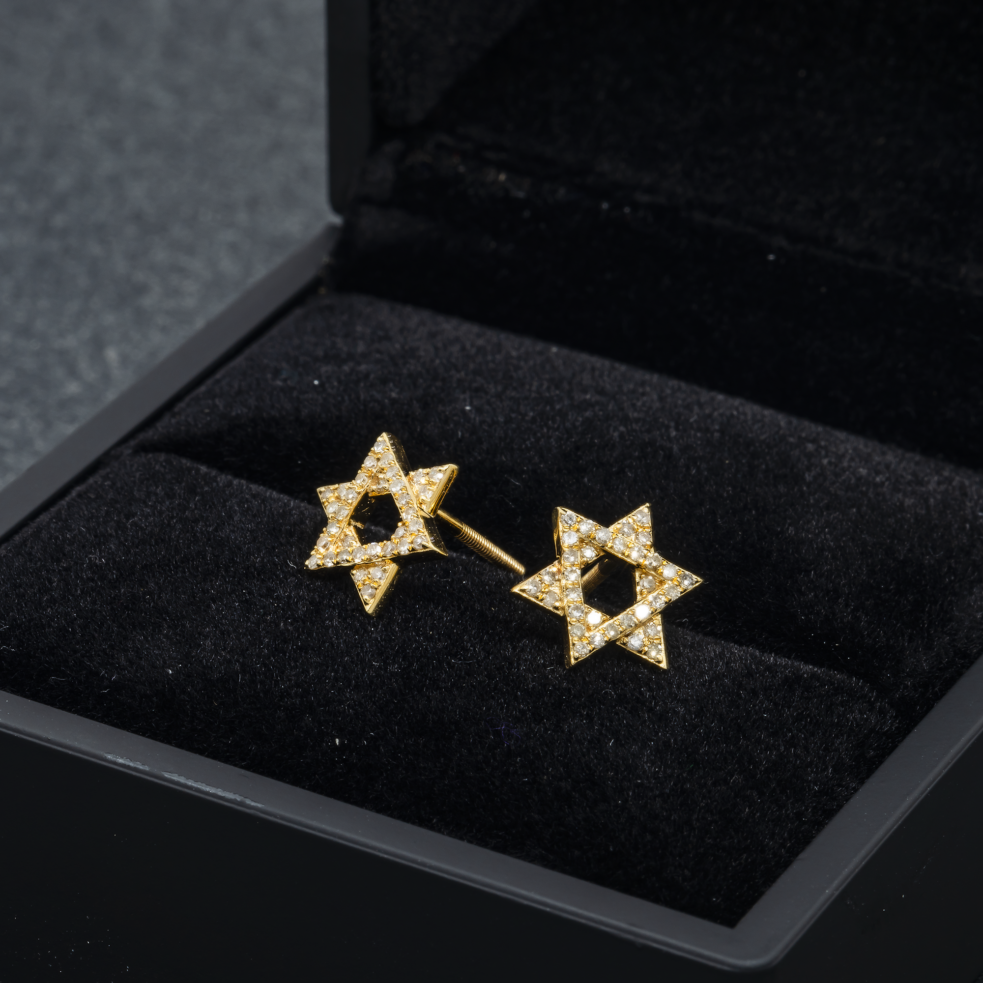 14K GOLD DIAMOND STAR OF DAVID EARRINGS 0.31 CTW