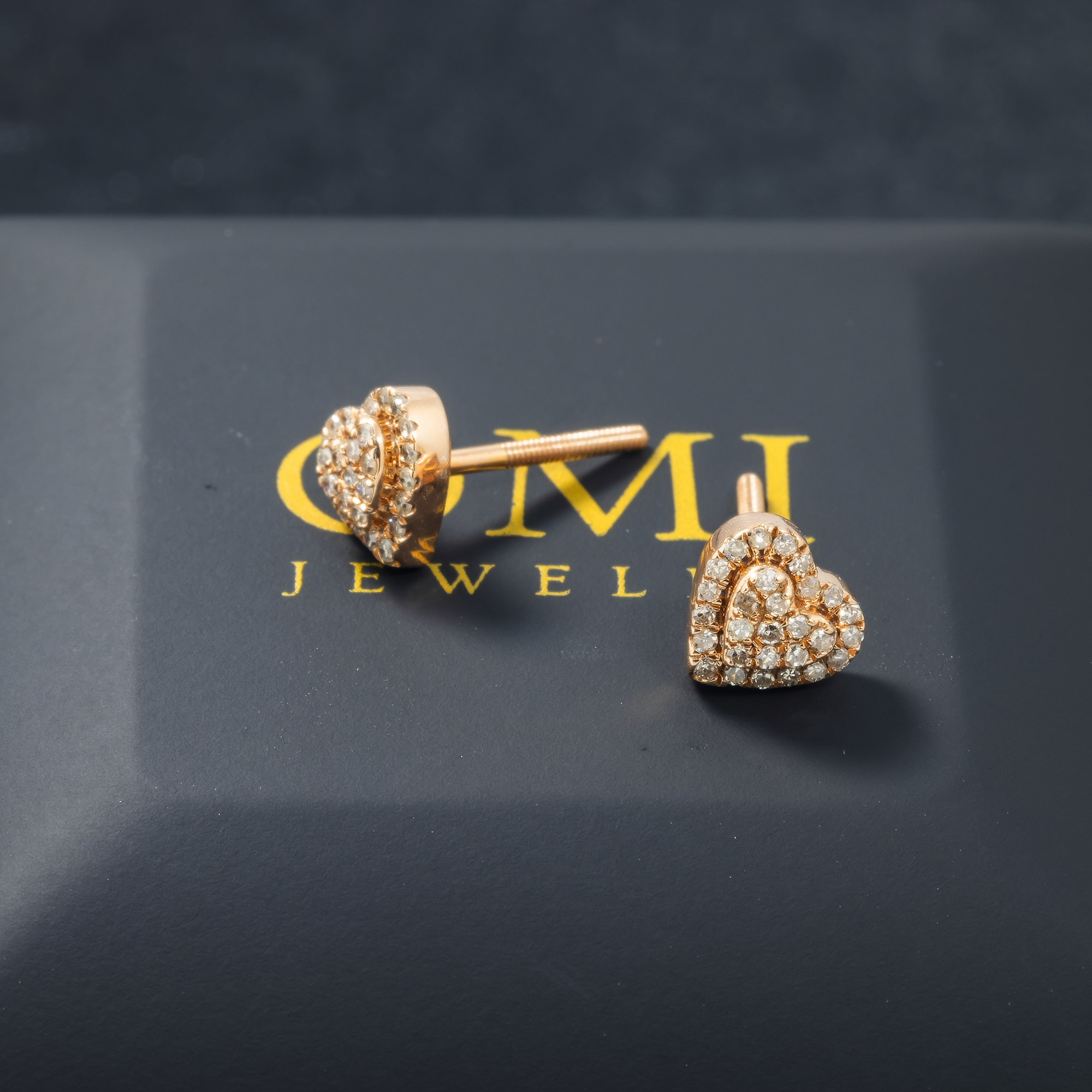 14K GOLD DIAMOND HEART EARRINGS 0.22 CTW