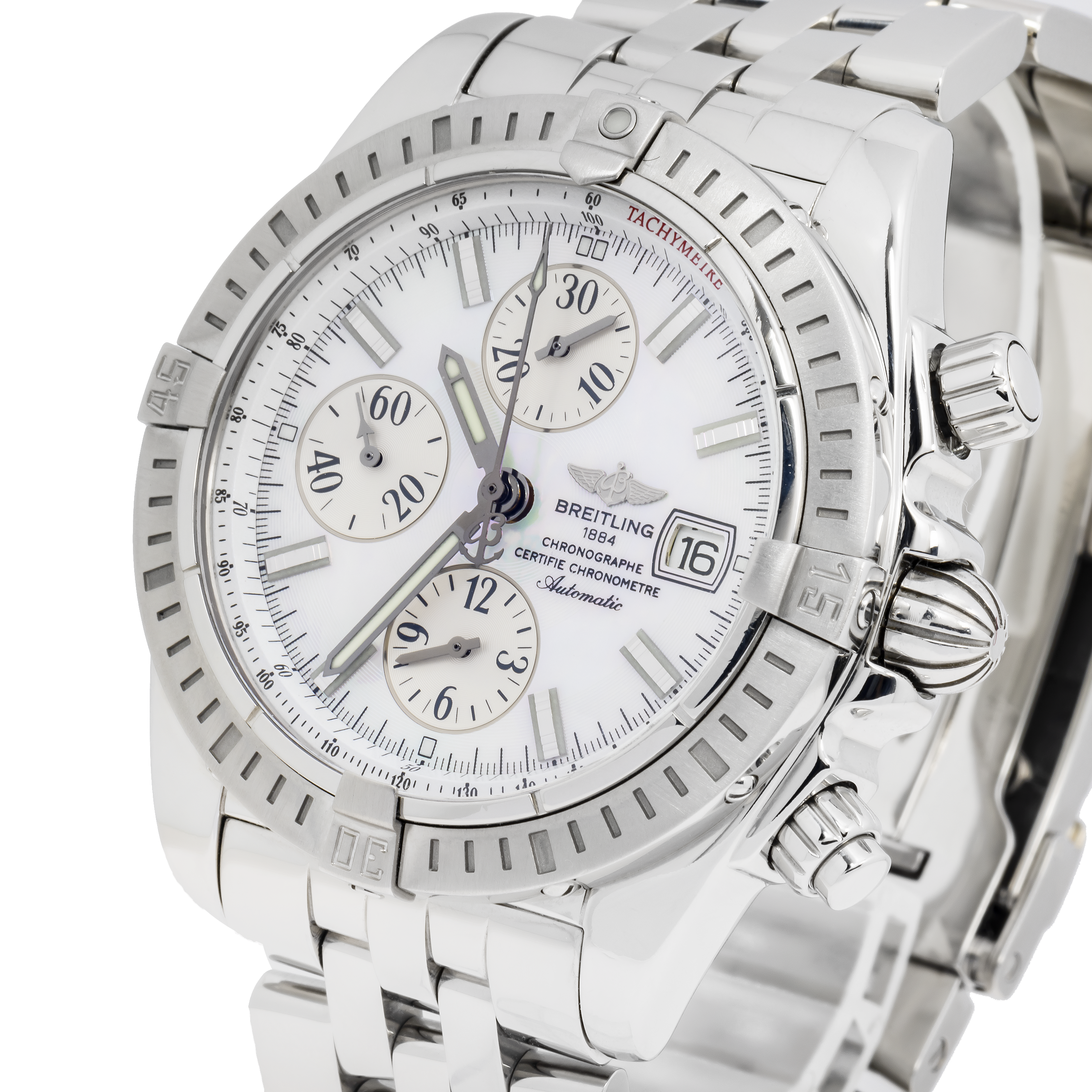 Breitling Chronomat Evolution 43MM A13356 White Dial Stainless Steel Bracelet