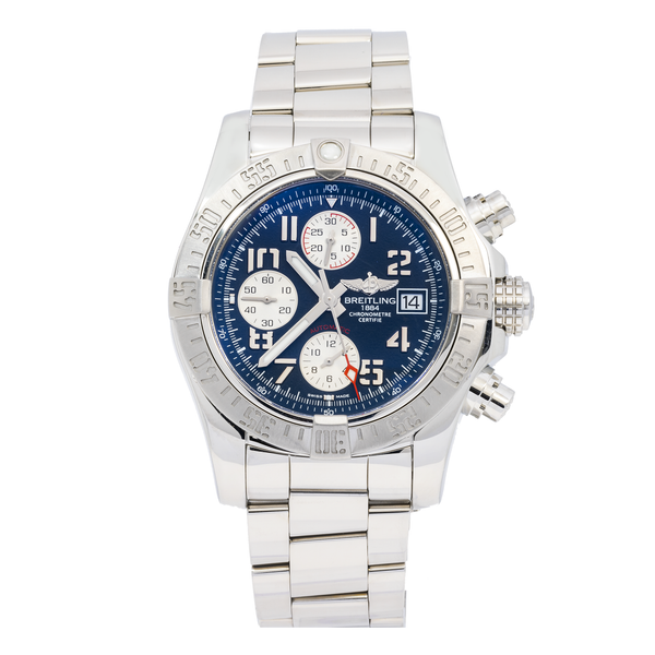 Breitling Super Avenger II 48MM A13381 Blue Arabic Dial Stainless