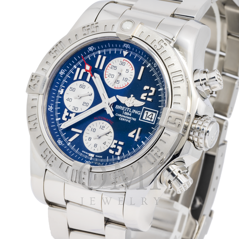 BREITLING SUPER AVENGER II A13371 48MM BLUE DIAL WITH STAINLESS STEEL BRACELET