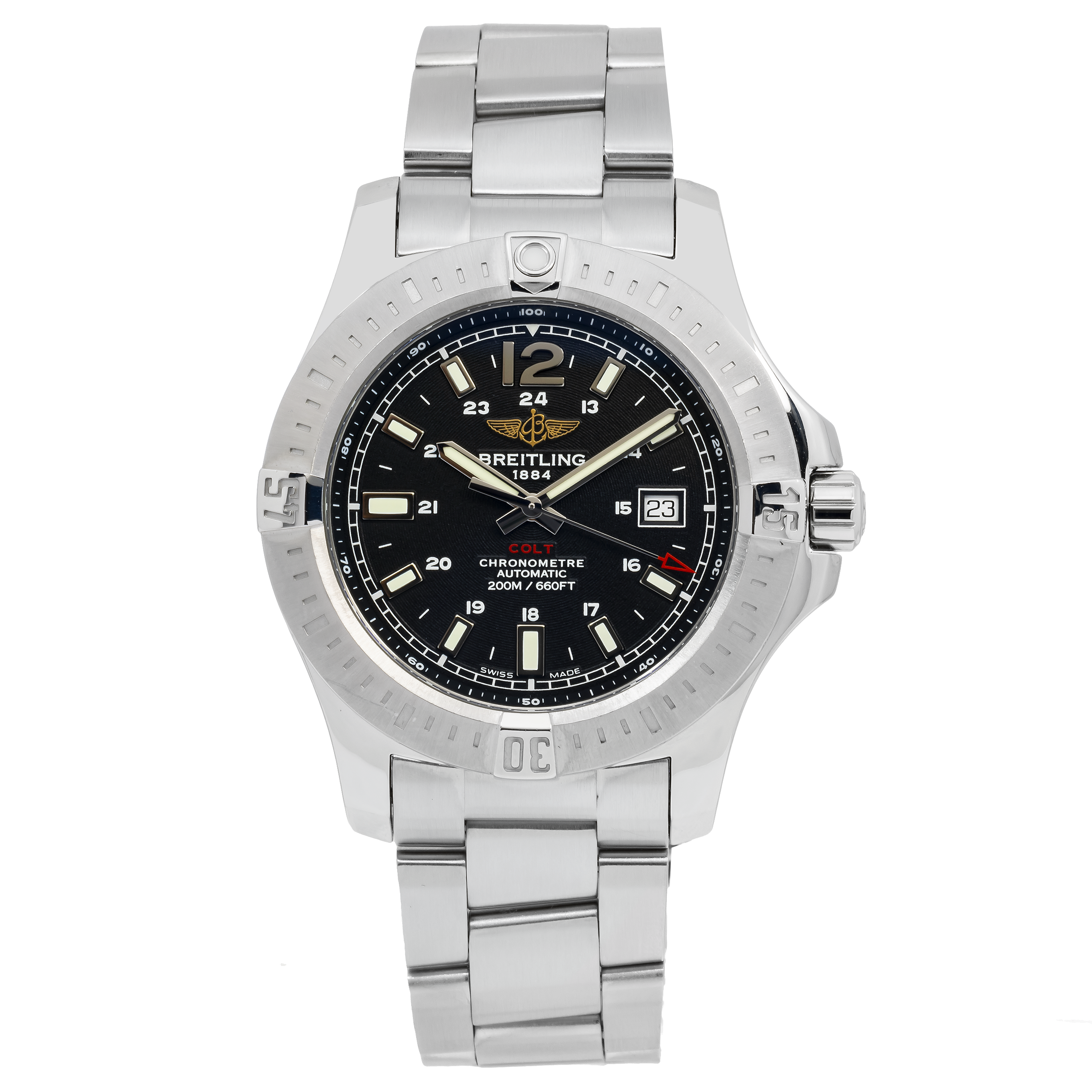 Breitling Colt 44MM A74388 Black Dial Stainless Steel Bracelet