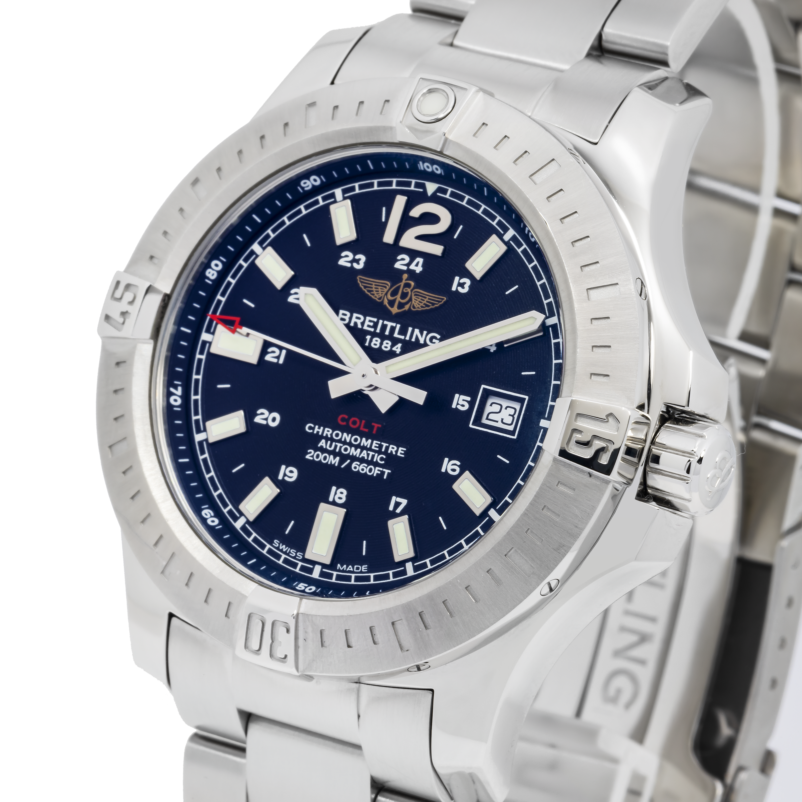 Breitling Colt 44MM A74388 Black Dial Stainless Steel Bracelet