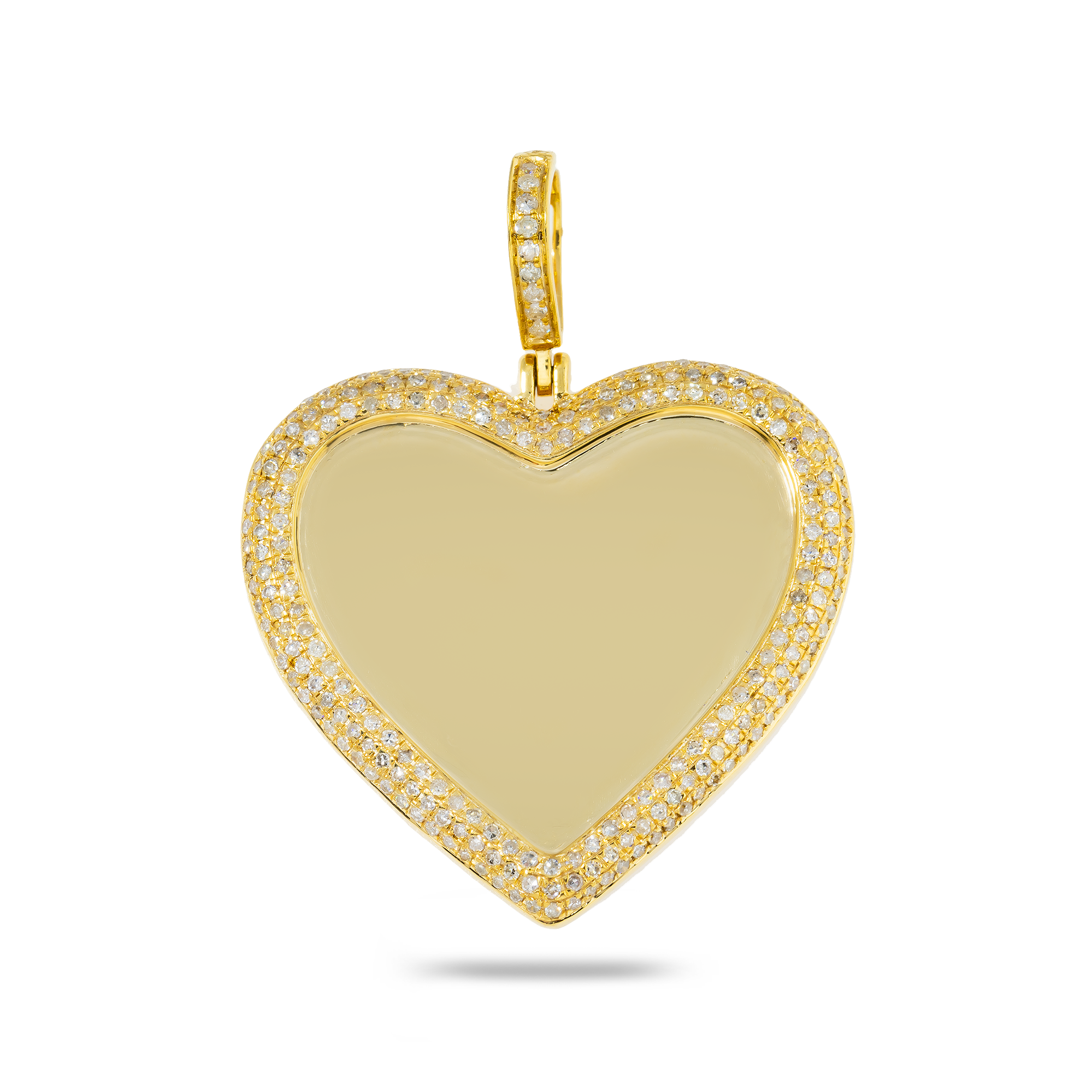 14K GOLD ROUND DIAMOND HEART PICTURE PENDANT 0.95 CT