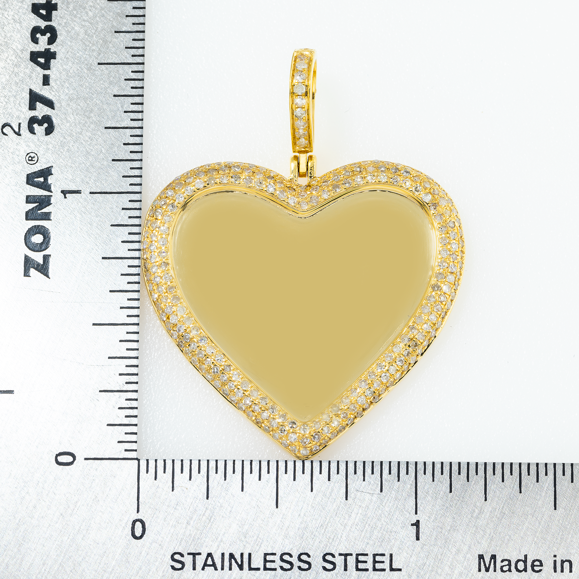 14K GOLD ROUND DIAMOND HEART PICTURE PENDANT 0.95 CT