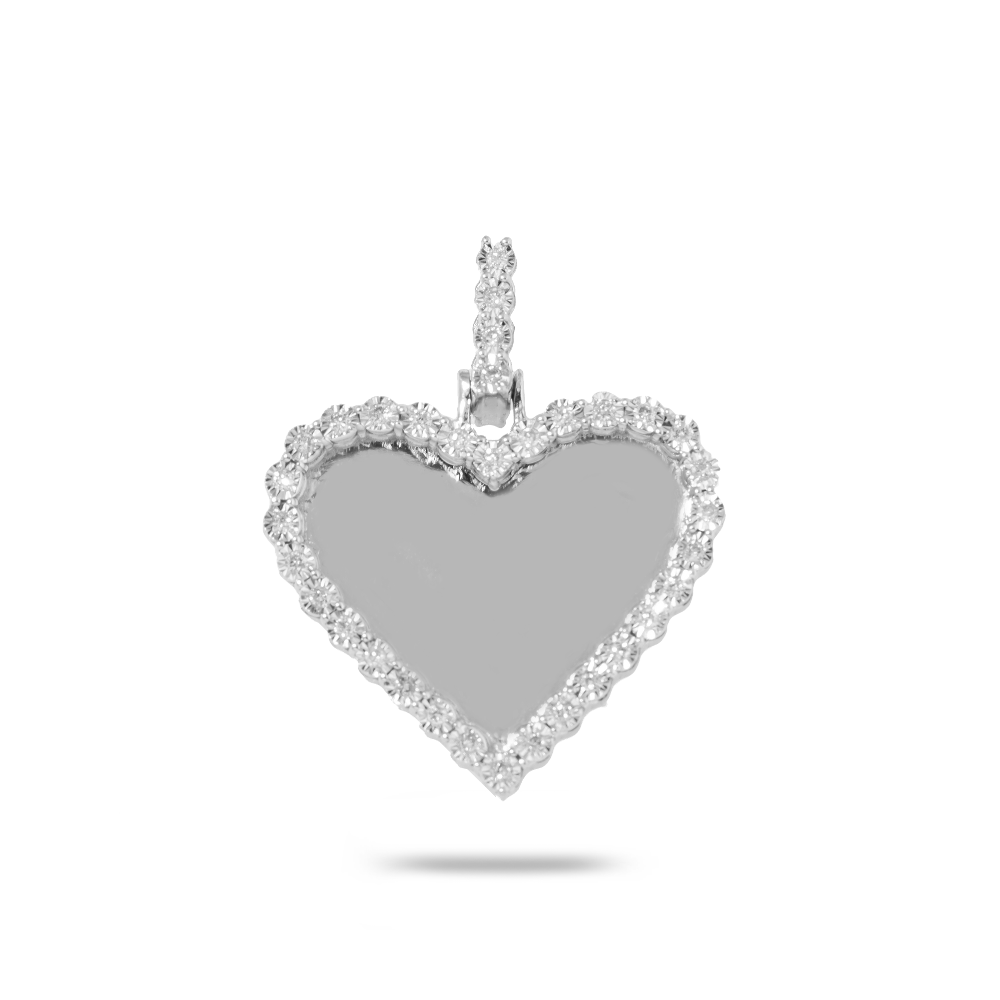 14K GOLD ROUND DIAMOND HEART PICTURE PENDANT 0.38 CT
