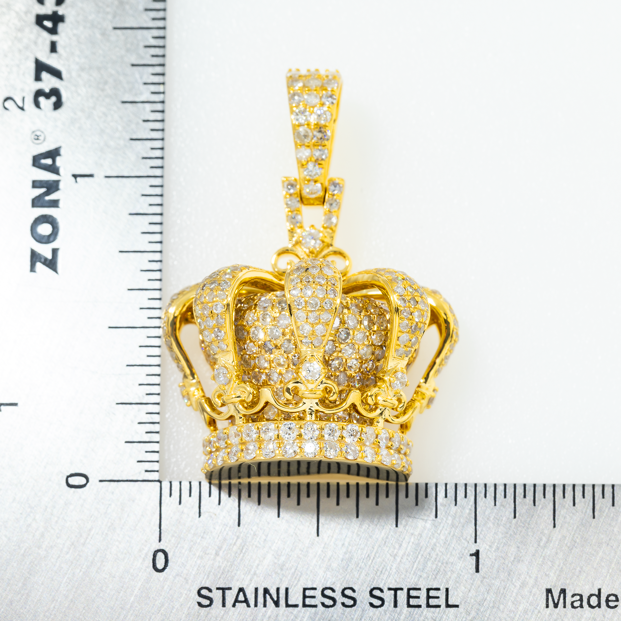 14K GOLD DIAMOND KING CROWN PENDANT 3.78 CT