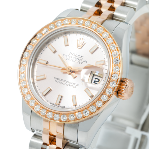 Rolex Oyster Perpetual Datejust 179171 26MM Rose Gold Dial With Diamond Bezel & Two Tone Jubilee Bracelet