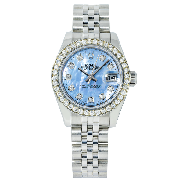 Rolex Datejust 179174 26MM Blue Diamond Dial & Bezel With Stainless Steel Jubilee Bracelet