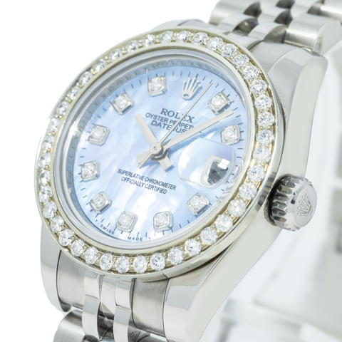 Rolex Datejust 179174 26MM Blue Diamond Dial & Bezel With Stainless Steel Jubilee Bracelet