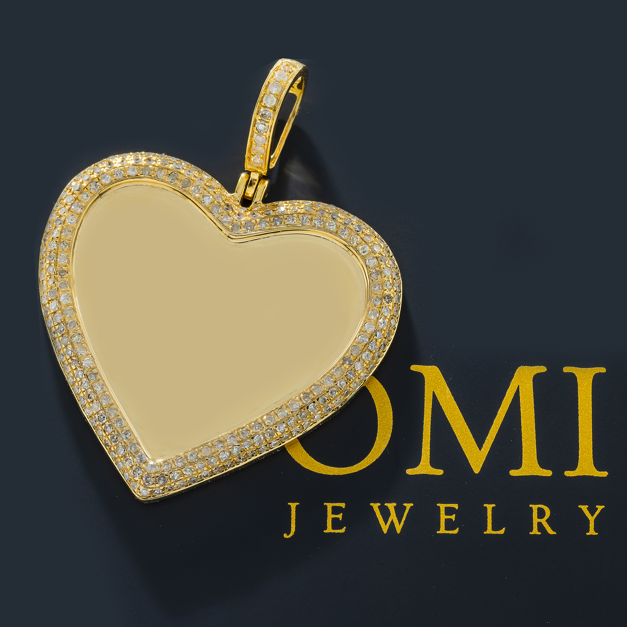 14K GOLD ROUND DIAMOND HEART PICTURE PENDANT 0.95 CT
