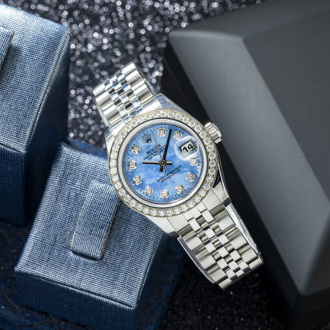 Rolex Datejust 179174 26MM Blue Diamond Dial & Bezel With Stainless Steel Jubilee Bracelet