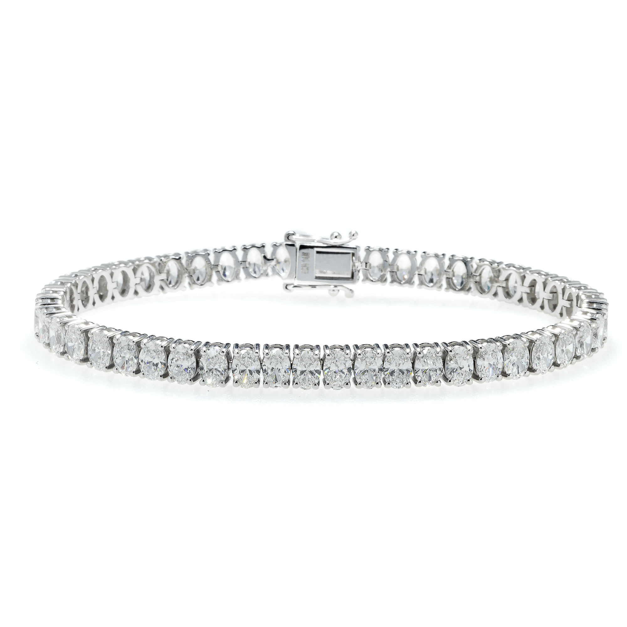 14K GOLD OVAL SHAPE LAB DIAMOND TENNIS BRACELET 11.78 CT
