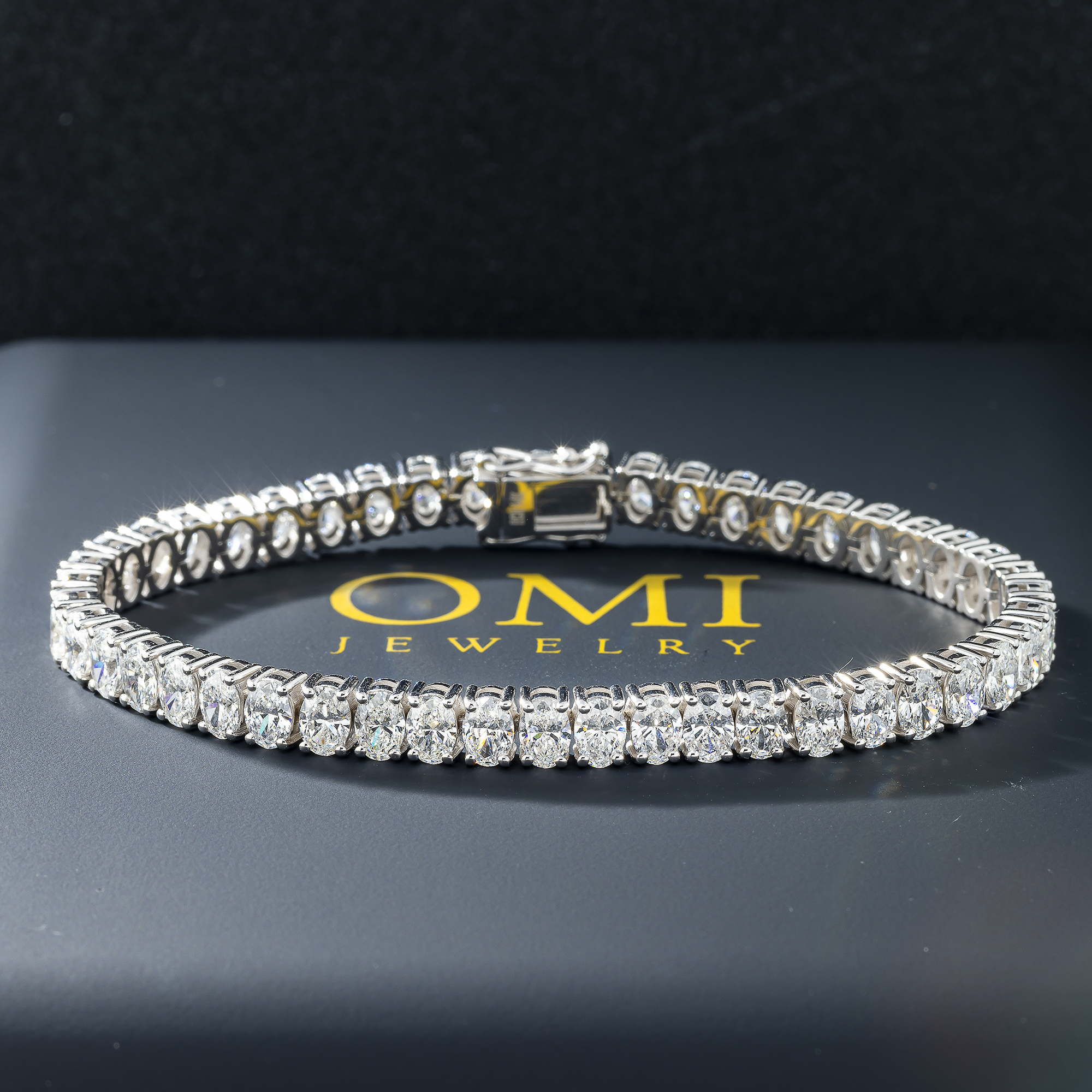 14K GOLD OVAL SHAPE LAB DIAMOND TENNIS BRACELET 11.78 CT