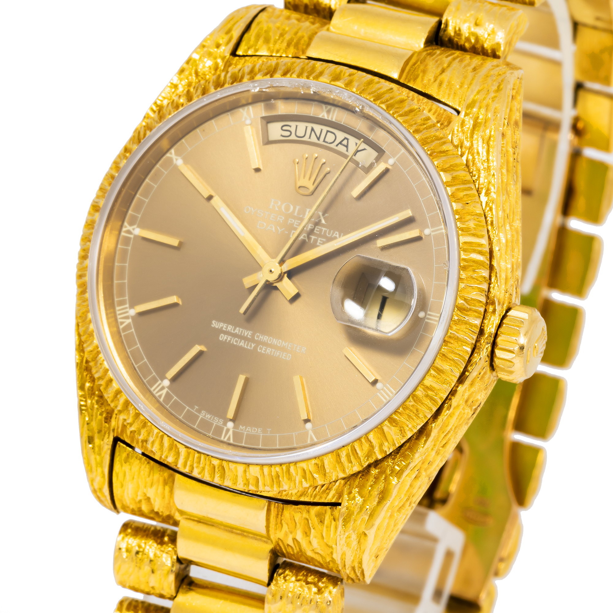 Buy Rolex Day-Date 36MM 18038 Champagne Dial Bark Bezel 18K Yellow