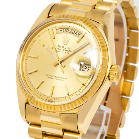 Rolex Day-Date 1803 36MM Champagne Dial With President Yellow Gold Bracelet