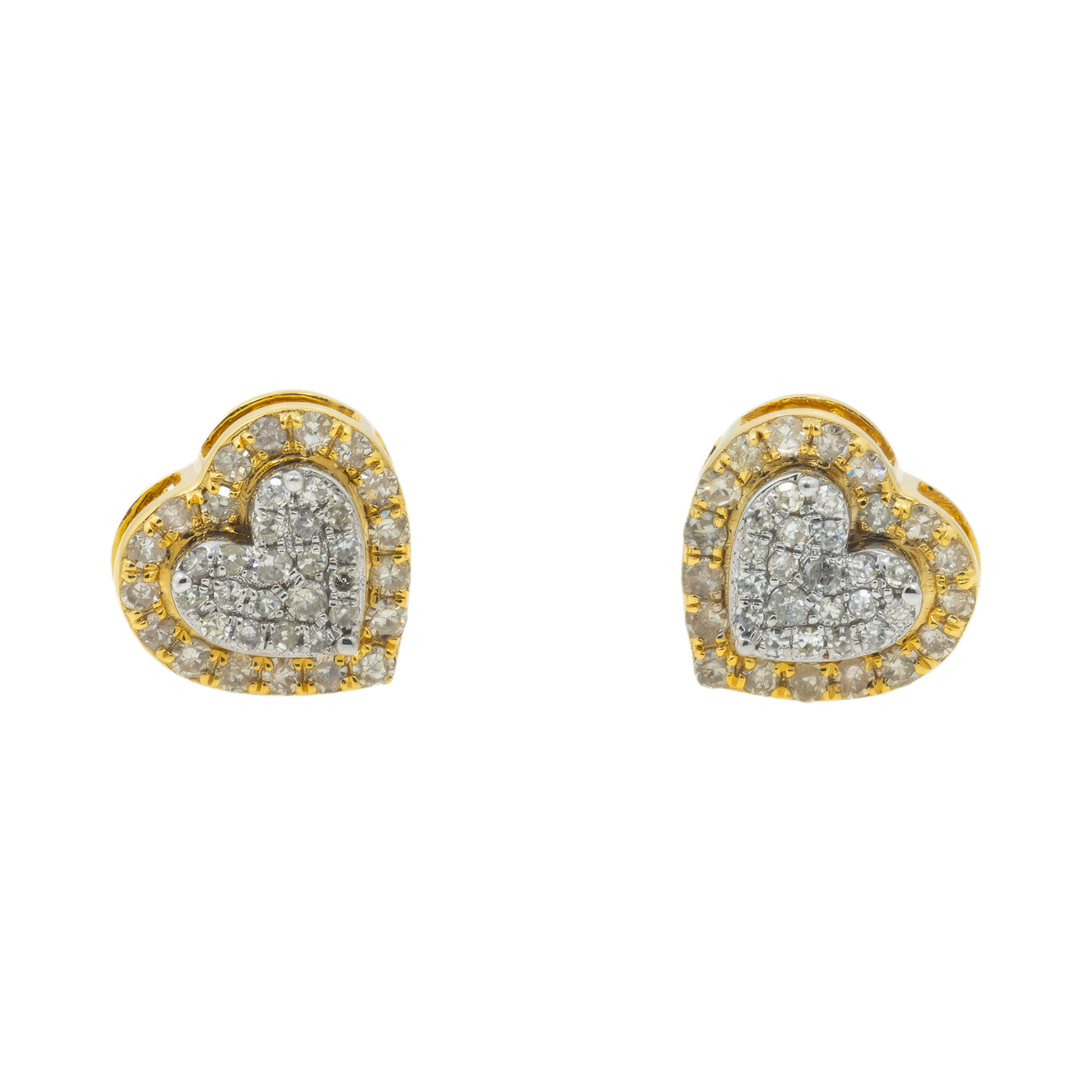 14K GOLD DIAMOND HEART EARRINGS 0.75 CTW