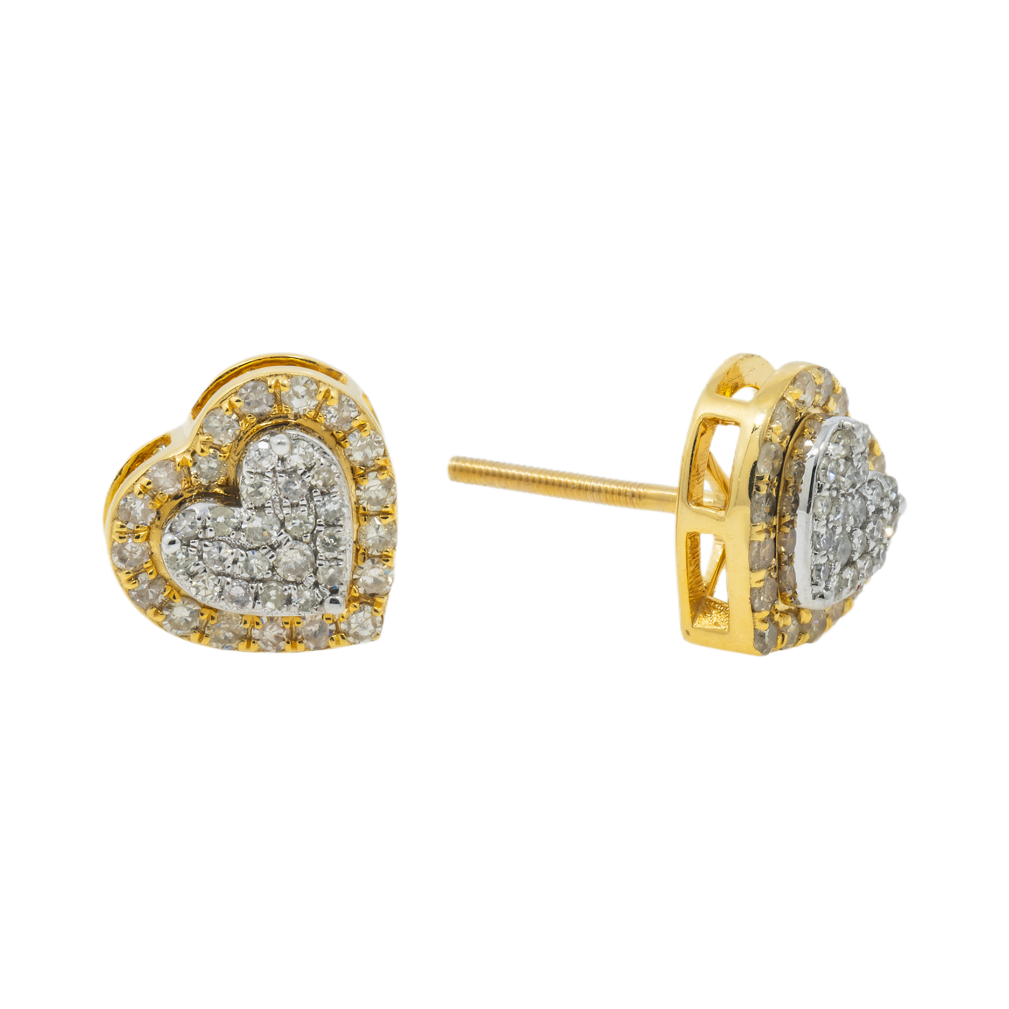 14K GOLD DIAMOND HEART EARRINGS 0.75 CTW