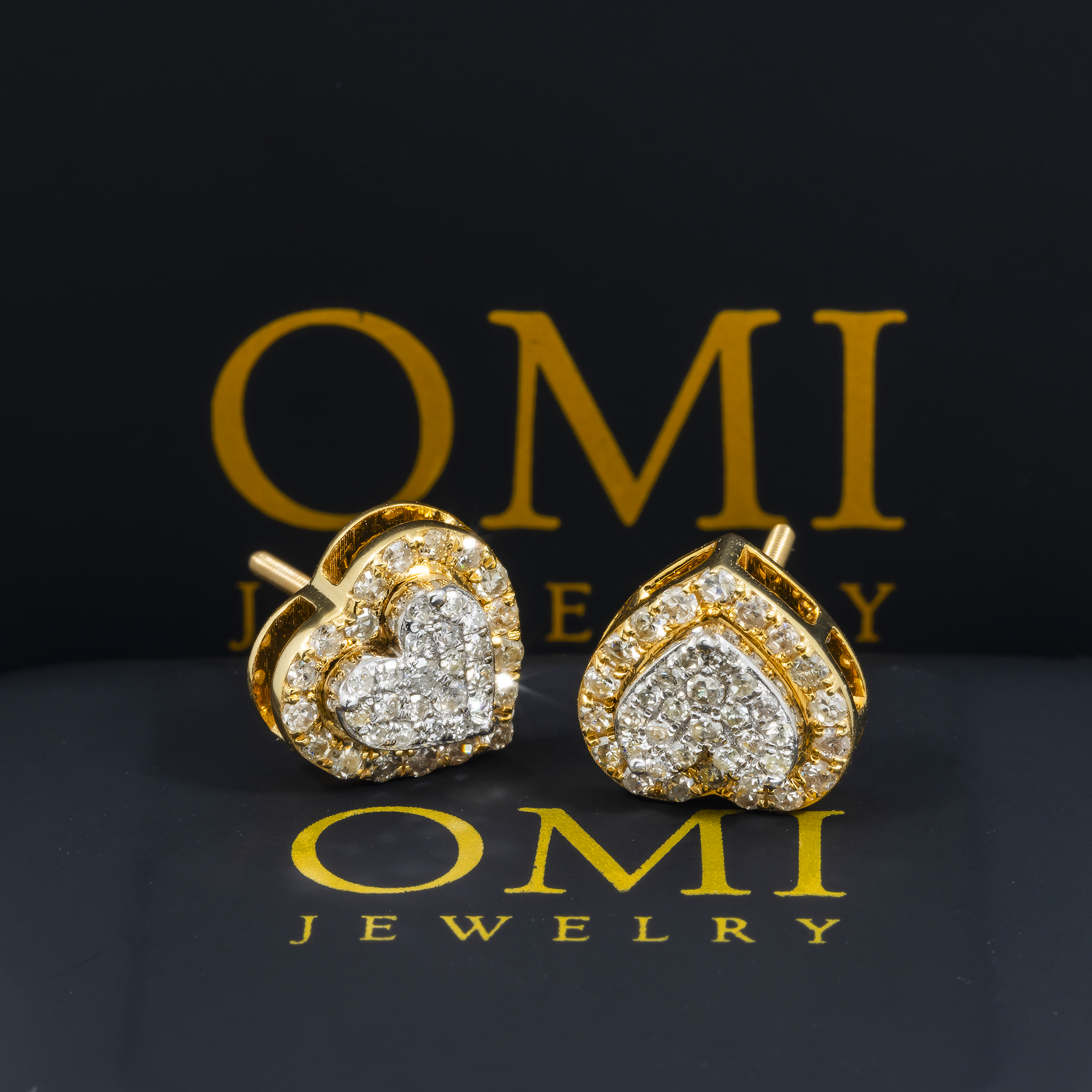 14K GOLD DIAMOND HEART EARRINGS 0.75 CTW