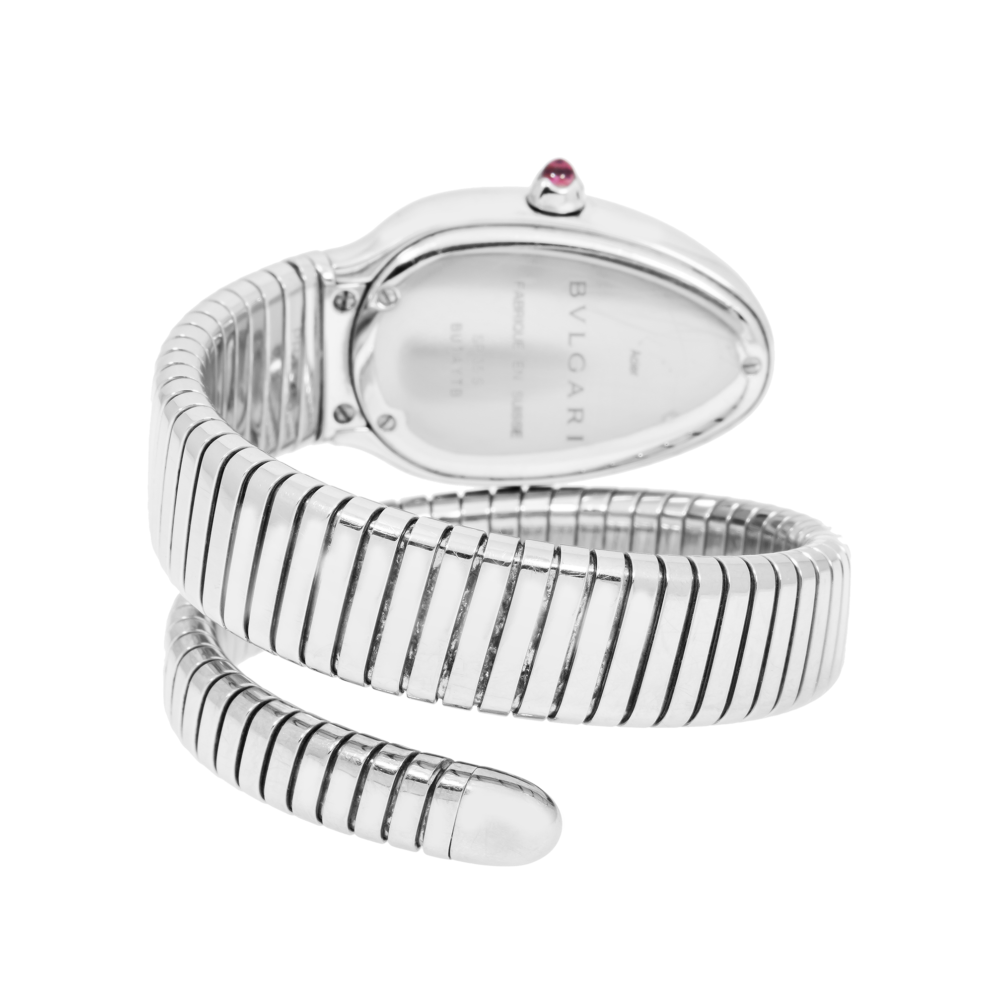 BULGARI SERPENTI TUBOGAS 101817 STAINLESS STEEL SILVER DIAL LADIES WATCH.