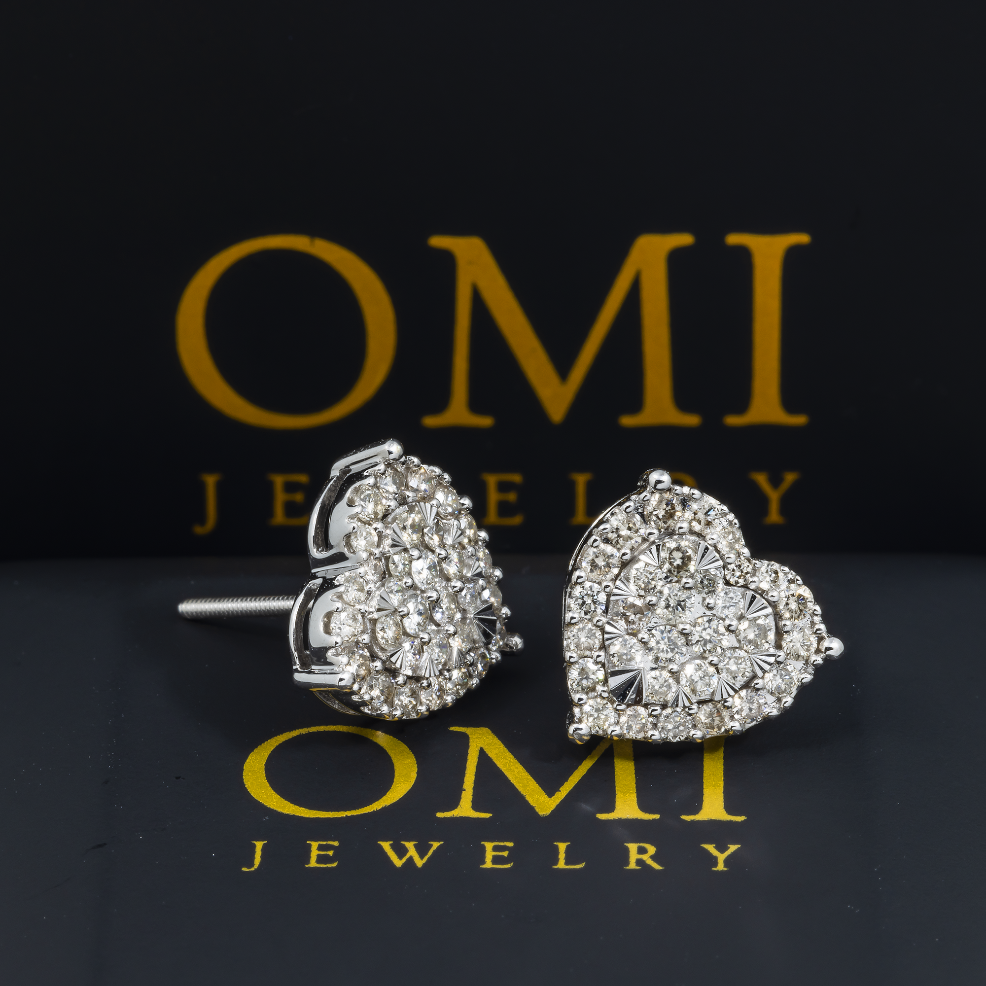 14K GOLD DIAMOND HEART EARRINGS 0.94 CTW