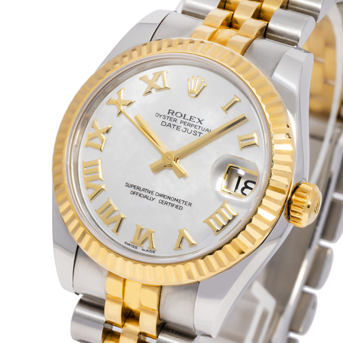 ROLEX DATEJUST 178273 31MM SILVER ROMAN NUMERAL DIAL WITH TWO TONE BRACELET (Copy)