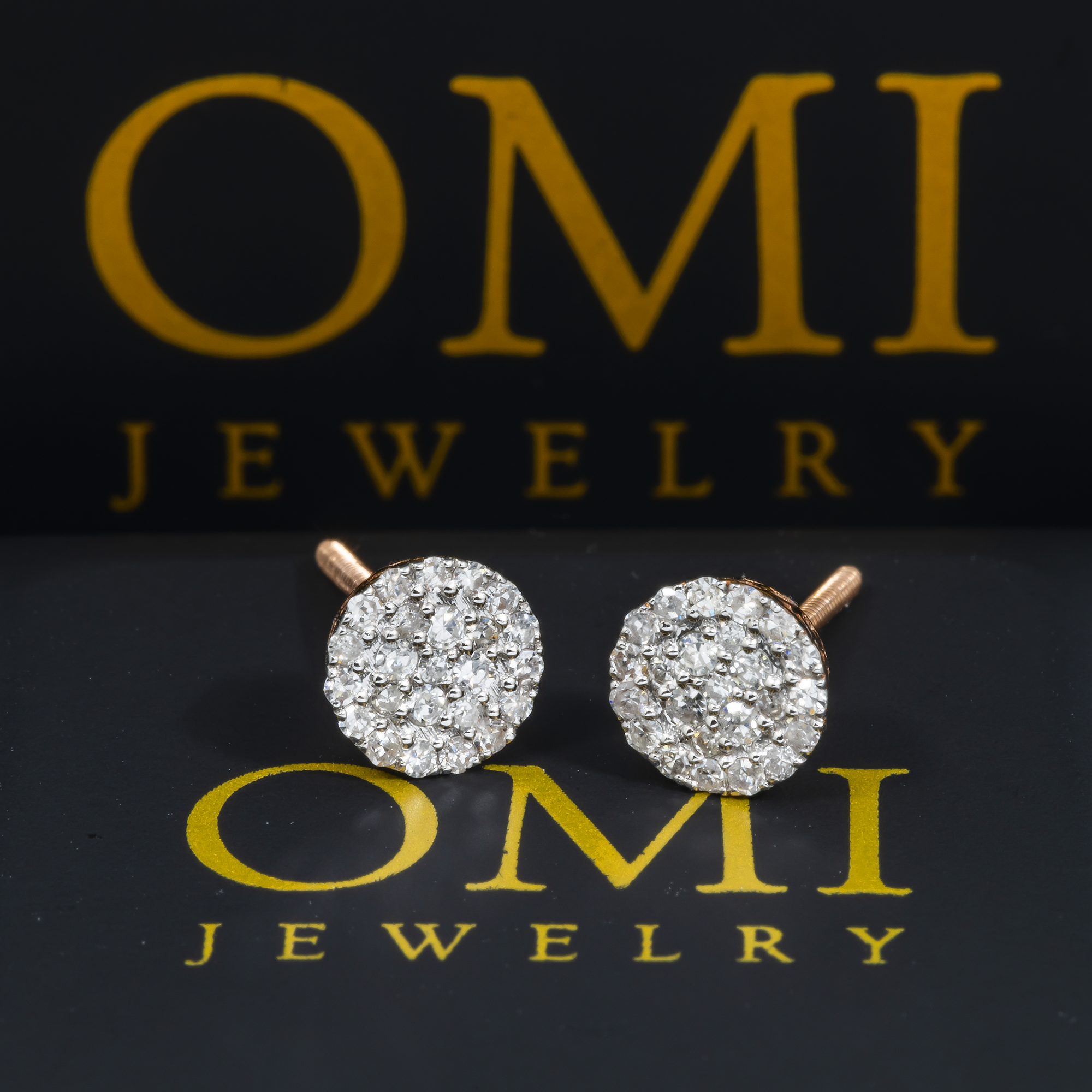 14K GOLD ROUND DIAMOND CLUSTER EARRINGS 0.31 CTW