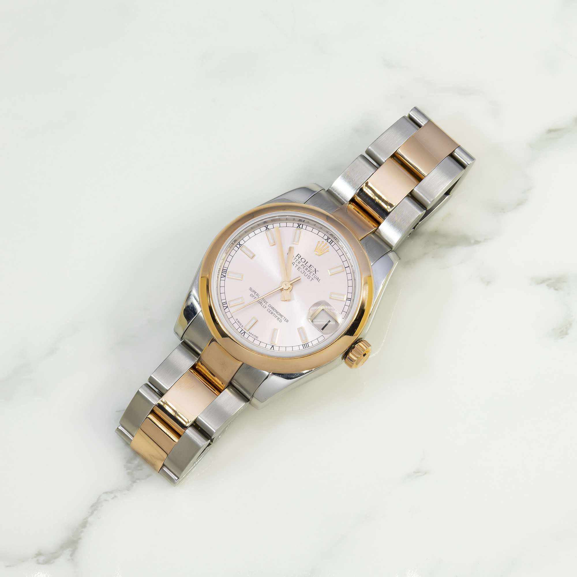 Rolex Datejust 31MM 178241 Sundust Dial Smooth Bezel Two Tone Rose Gold Oyster Bracelet