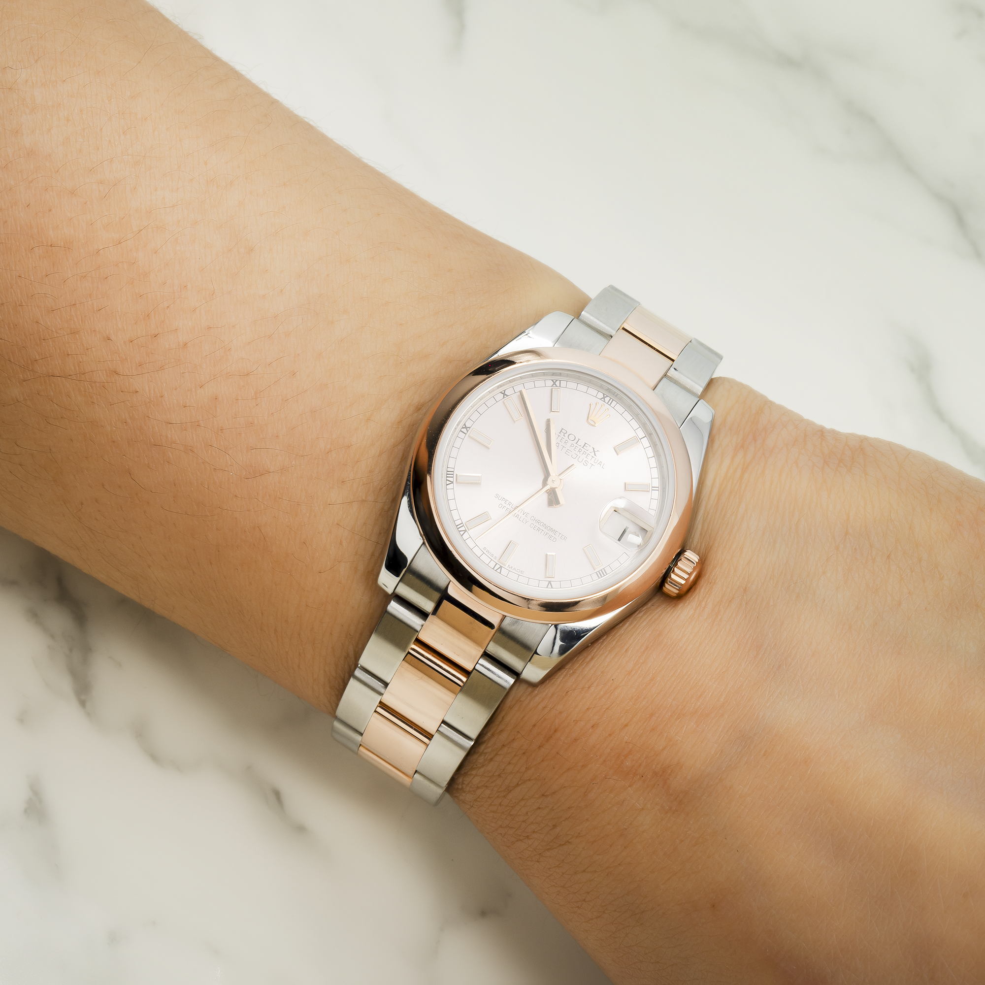 Rolex Datejust 31MM 178241 Sundust Dial Smooth Bezel Two Tone Rose Gold Oyster Bracelet