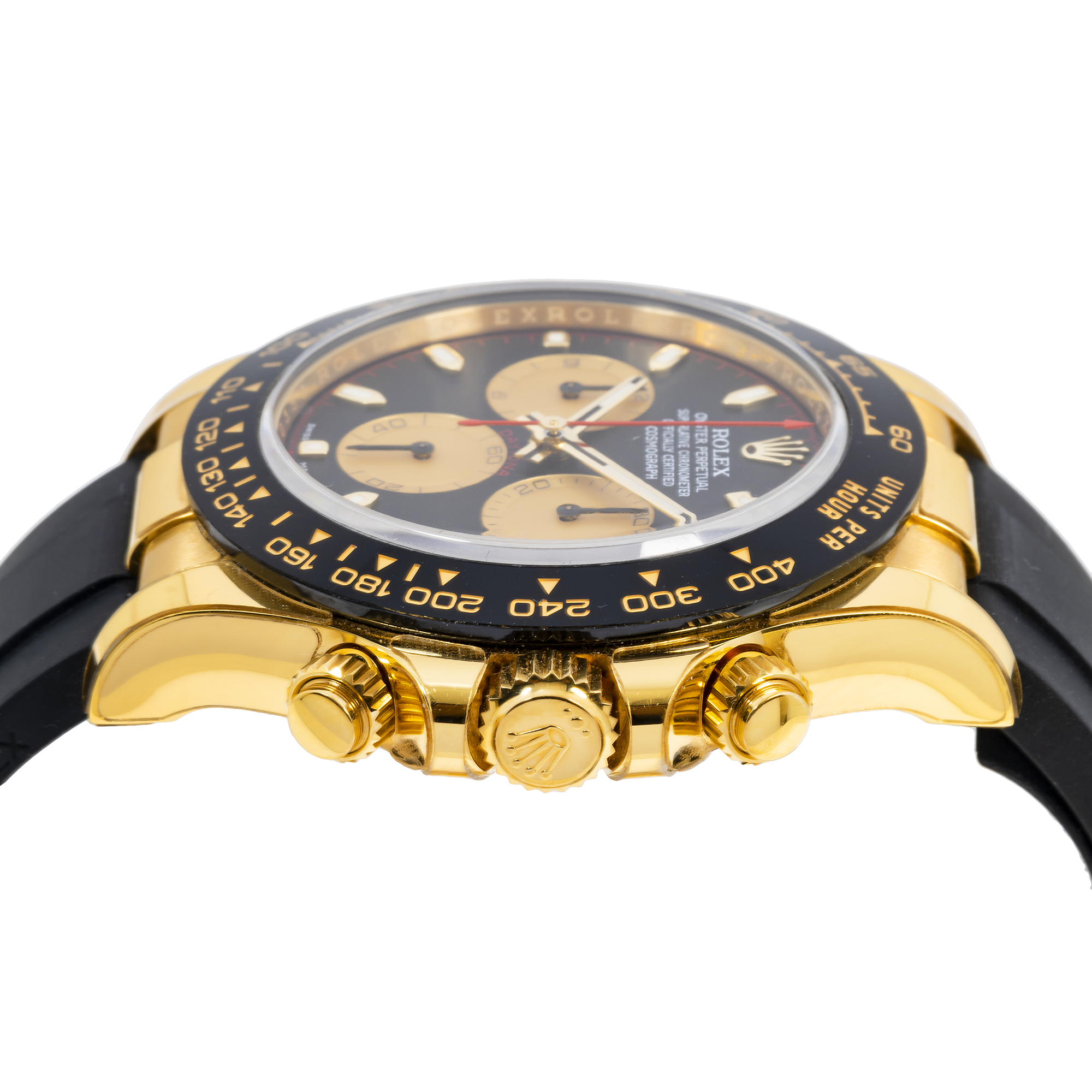 Rolex Cosmograph Daytona 40MM 116518LN Pikachu Black Dial Black Ceramic Tachymeter Bezel Black Oysterflex Strap