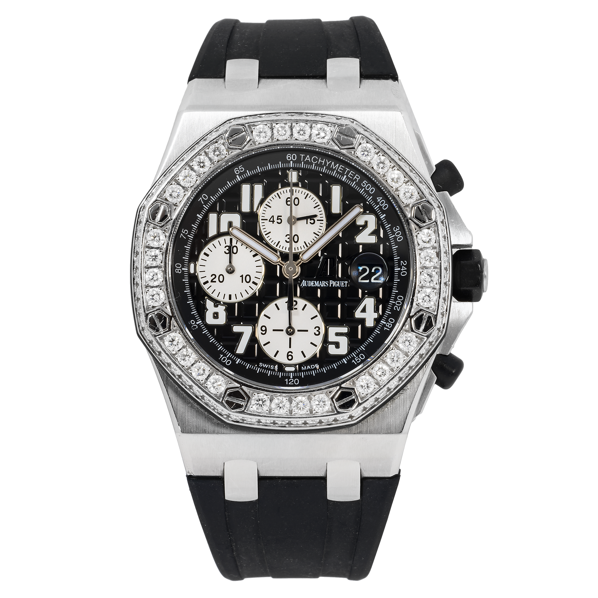 Audemars Piguet Royal Oak Offshore Chronograph 42MM 25940SK Black Arabic Dial Diamond Bezel Black Rubber Band