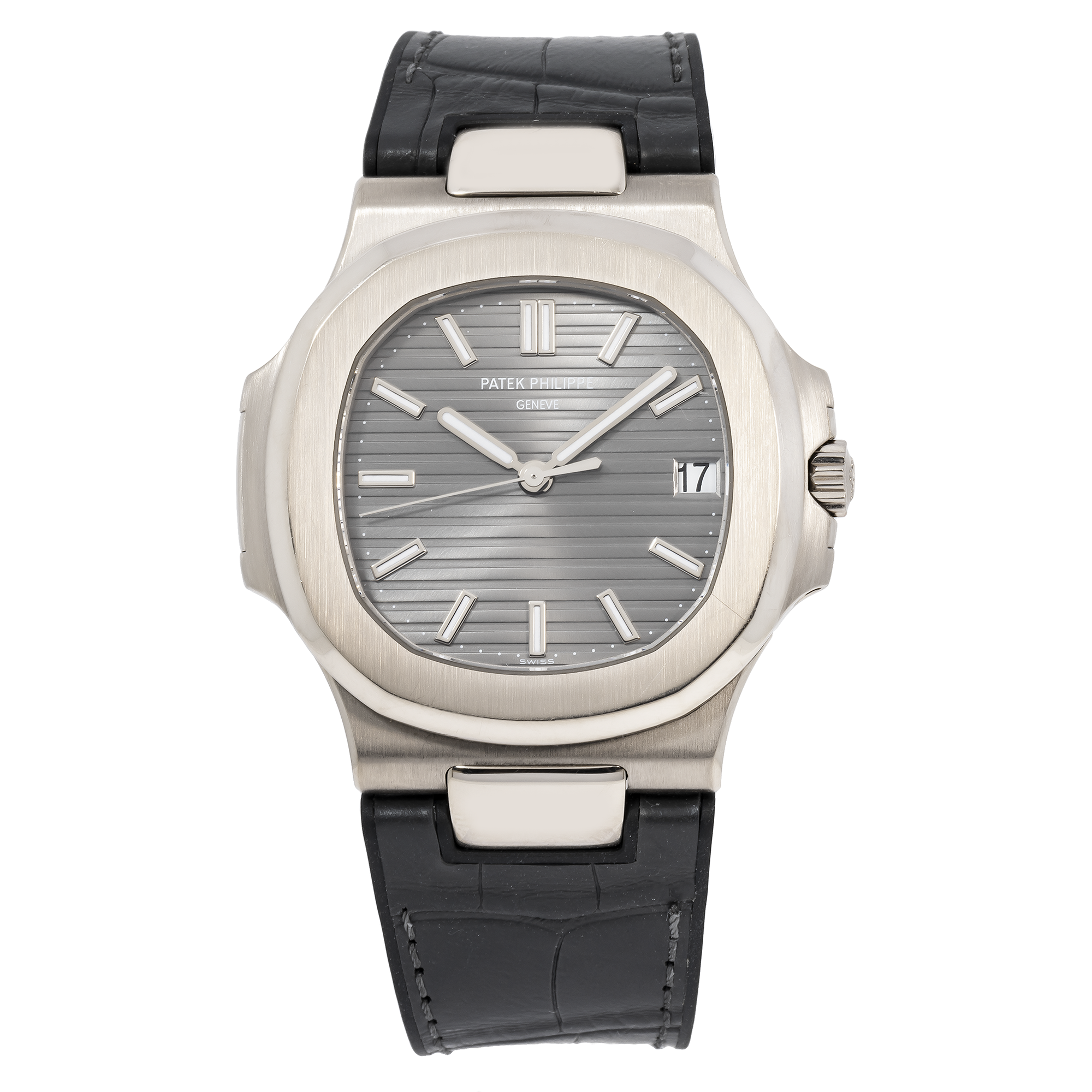 Patek Philippe Nautilus 40MM 5711/1A-010 Gray Dial Stainless Steel Bezel Black Alligator Leather Strap